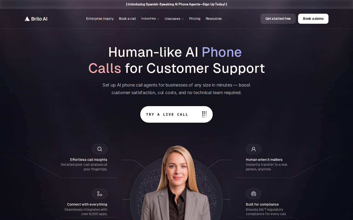 Screenshot of Brilo AI homepage