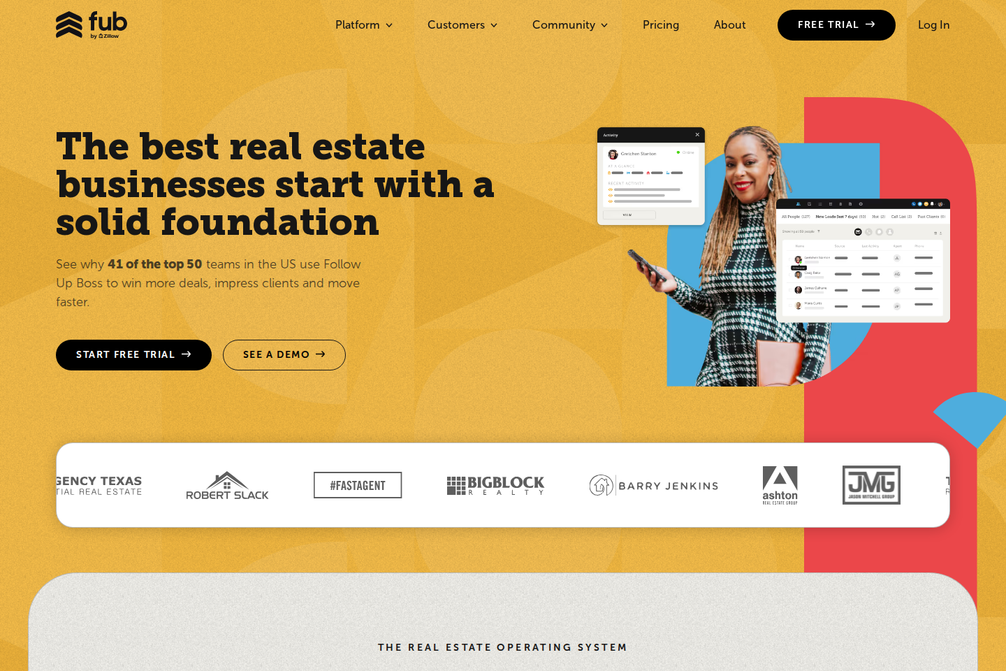 Screenshot of the Follow Up Boss real estate CRM