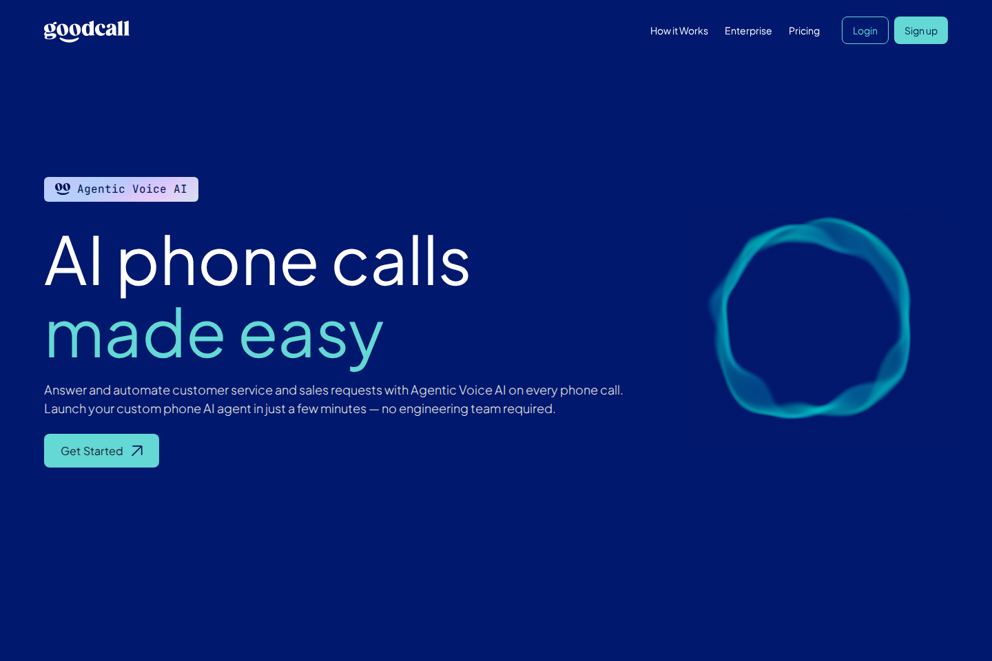 Goodcall landing page screenshot
