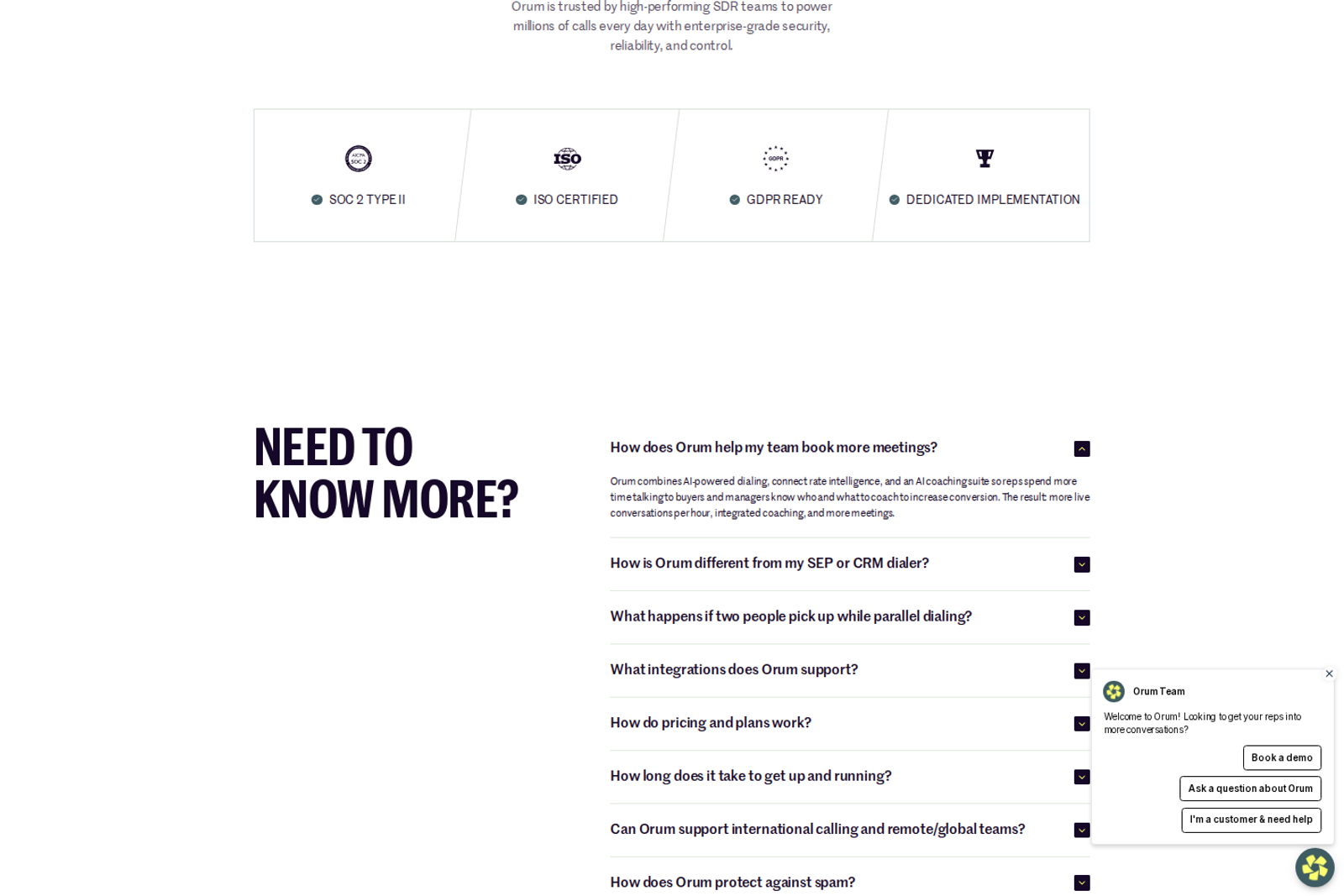 Screenshot of the Orum homepage
