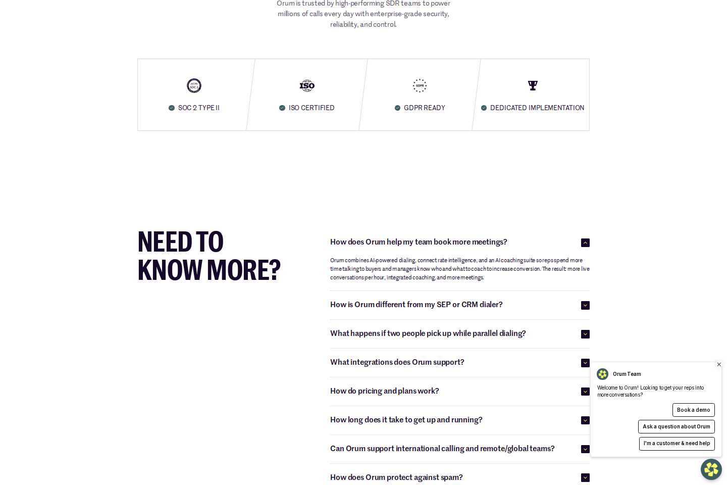 Screenshot of the Orum homepage