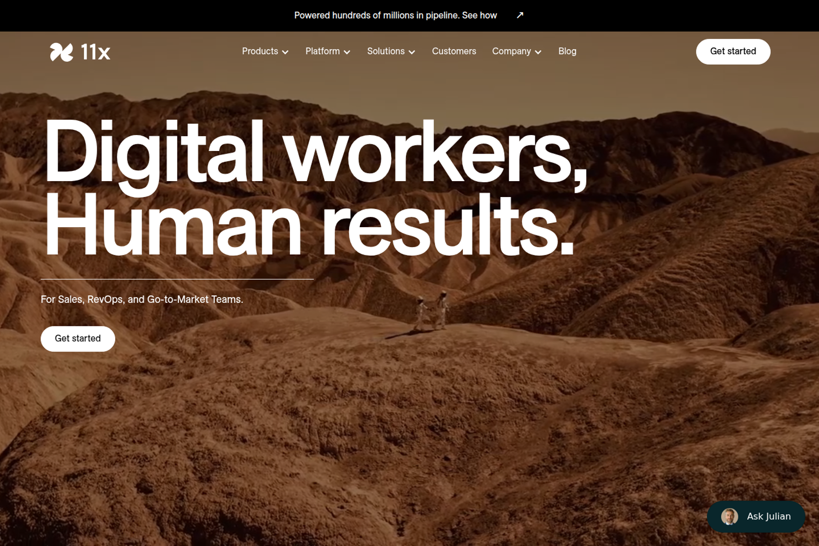 Screenshot of the 11x.ai landing page