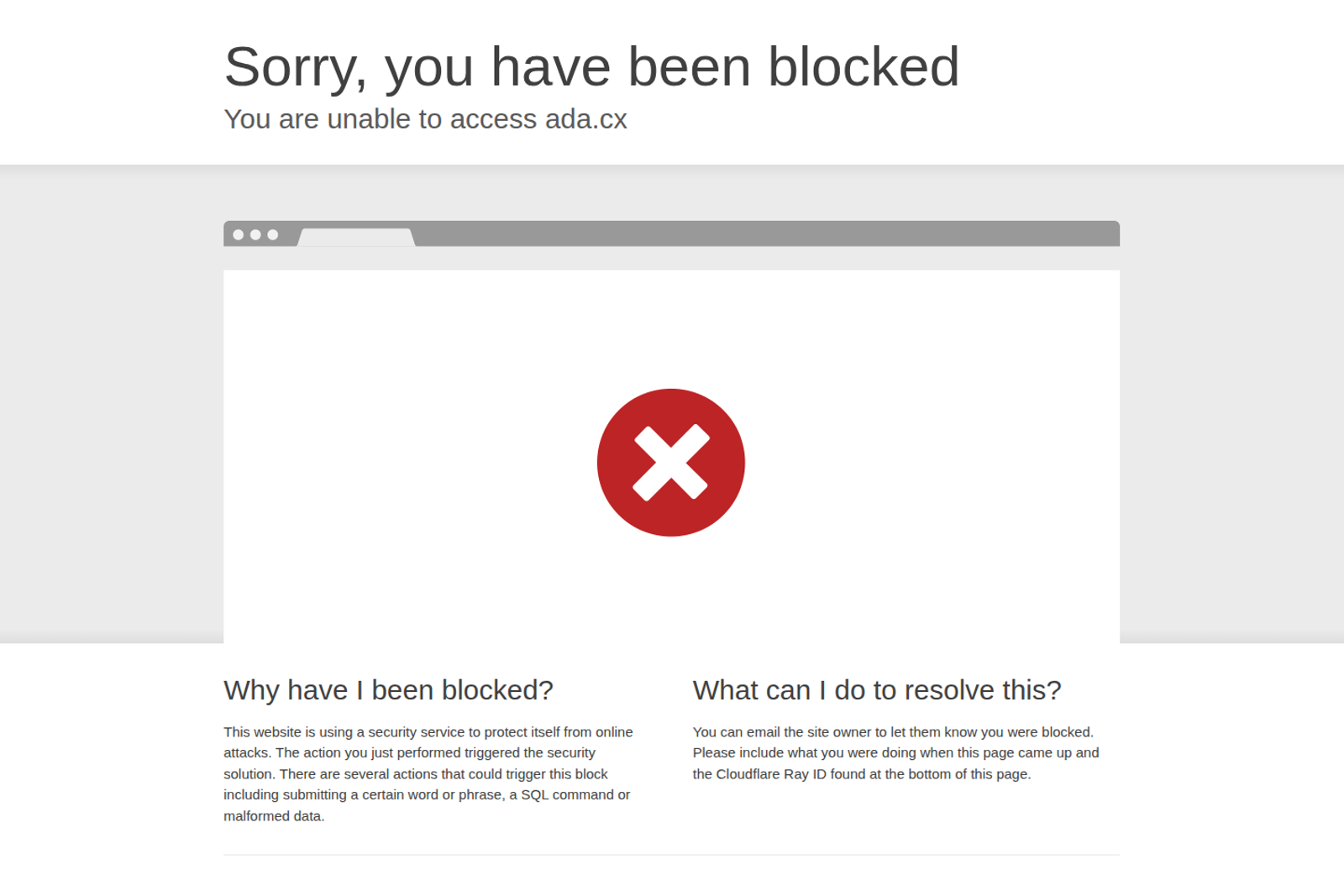 Screenshot of the Ada landing page