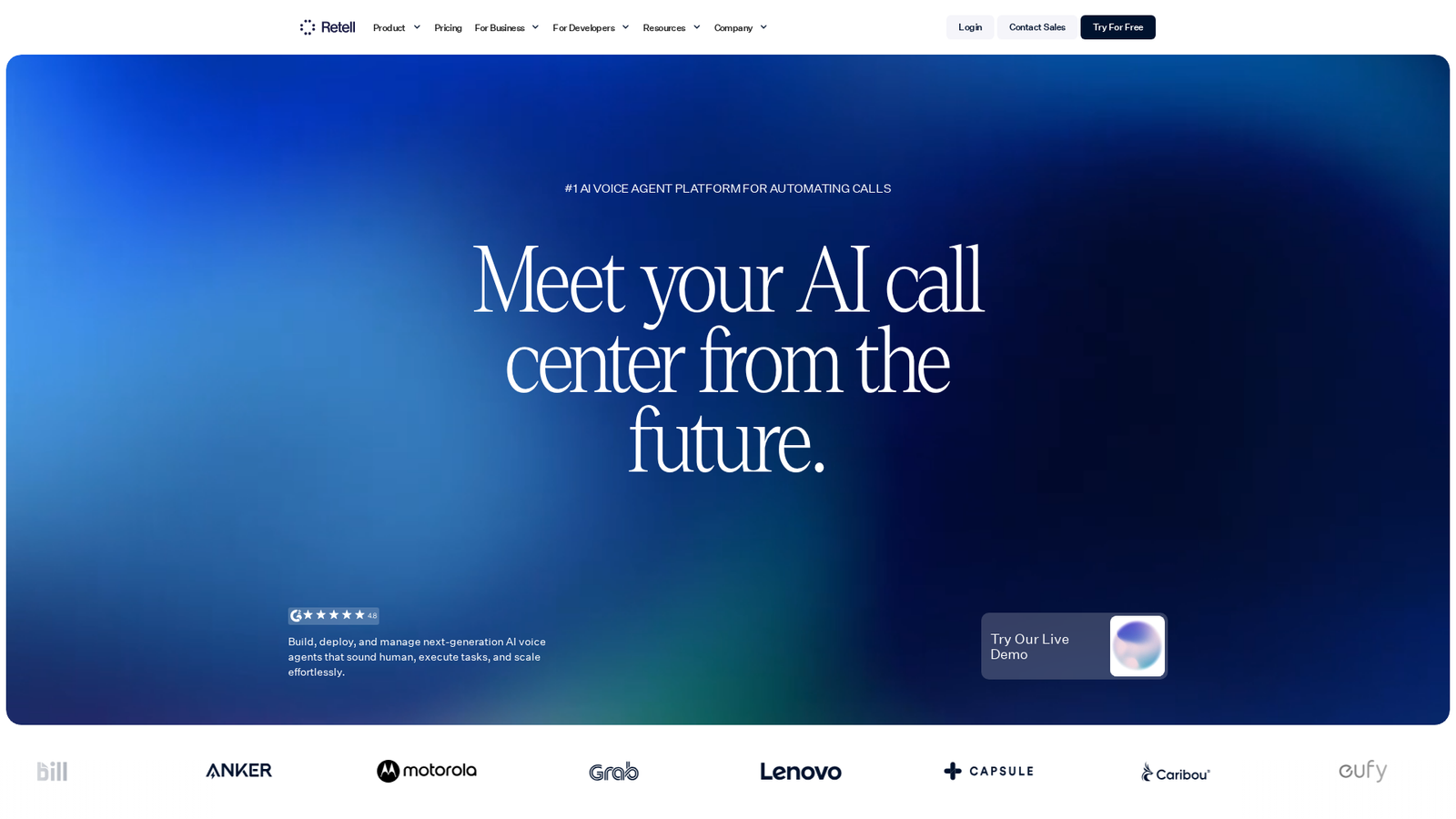 Retell AI website screenshot