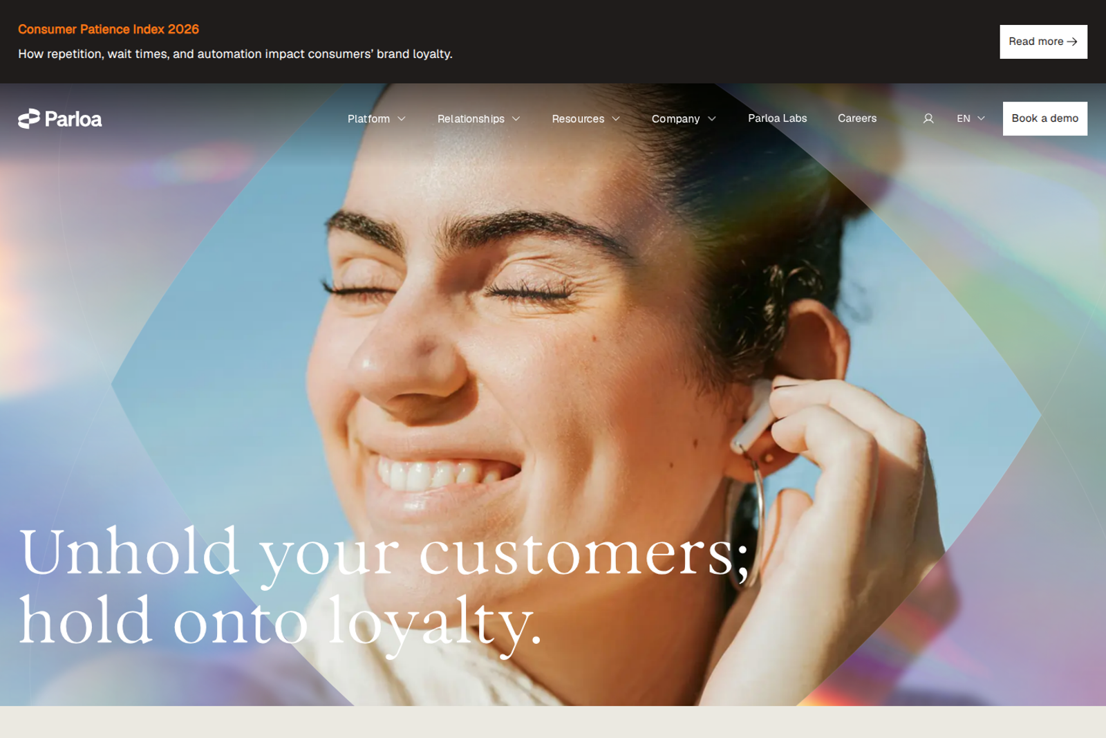 Screenshot of the Parloa landing page