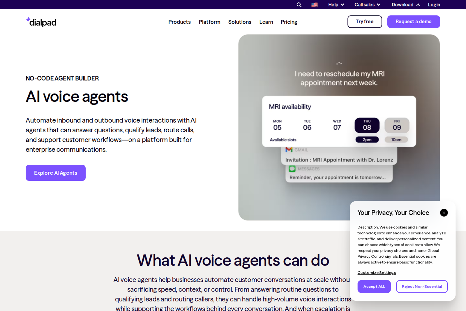 Screenshot of the Dialpad AI Voice page