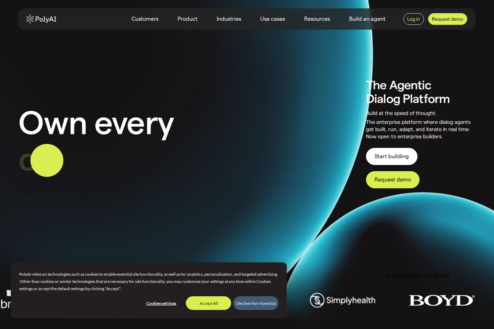 Screenshot of the PolyAI landing page