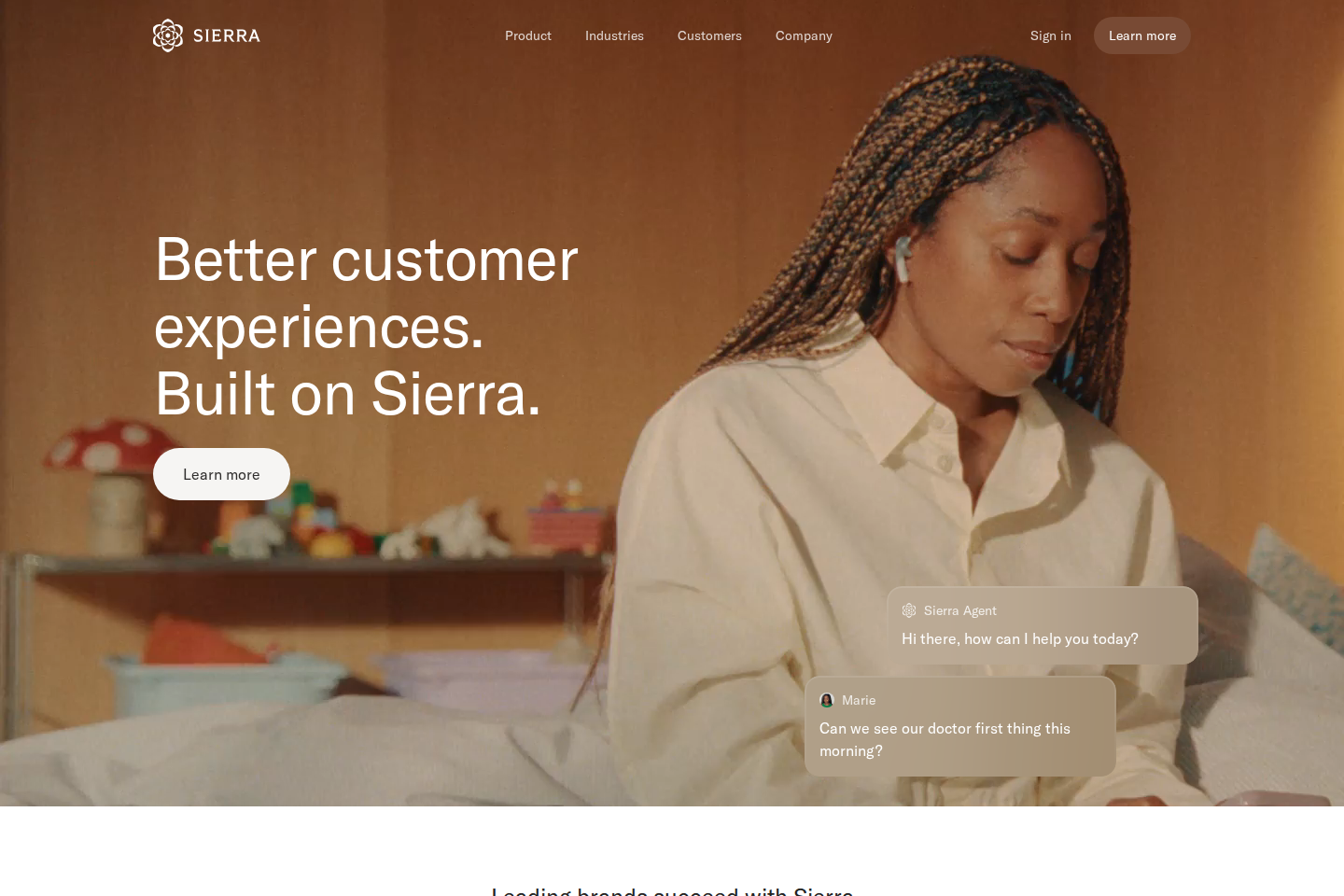 Screenshot of the Sierra homepage