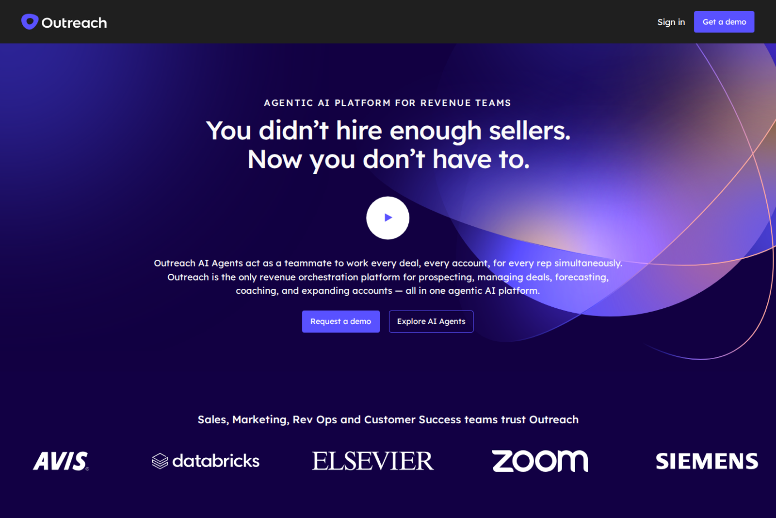 Screenshot of the Outreach landing page