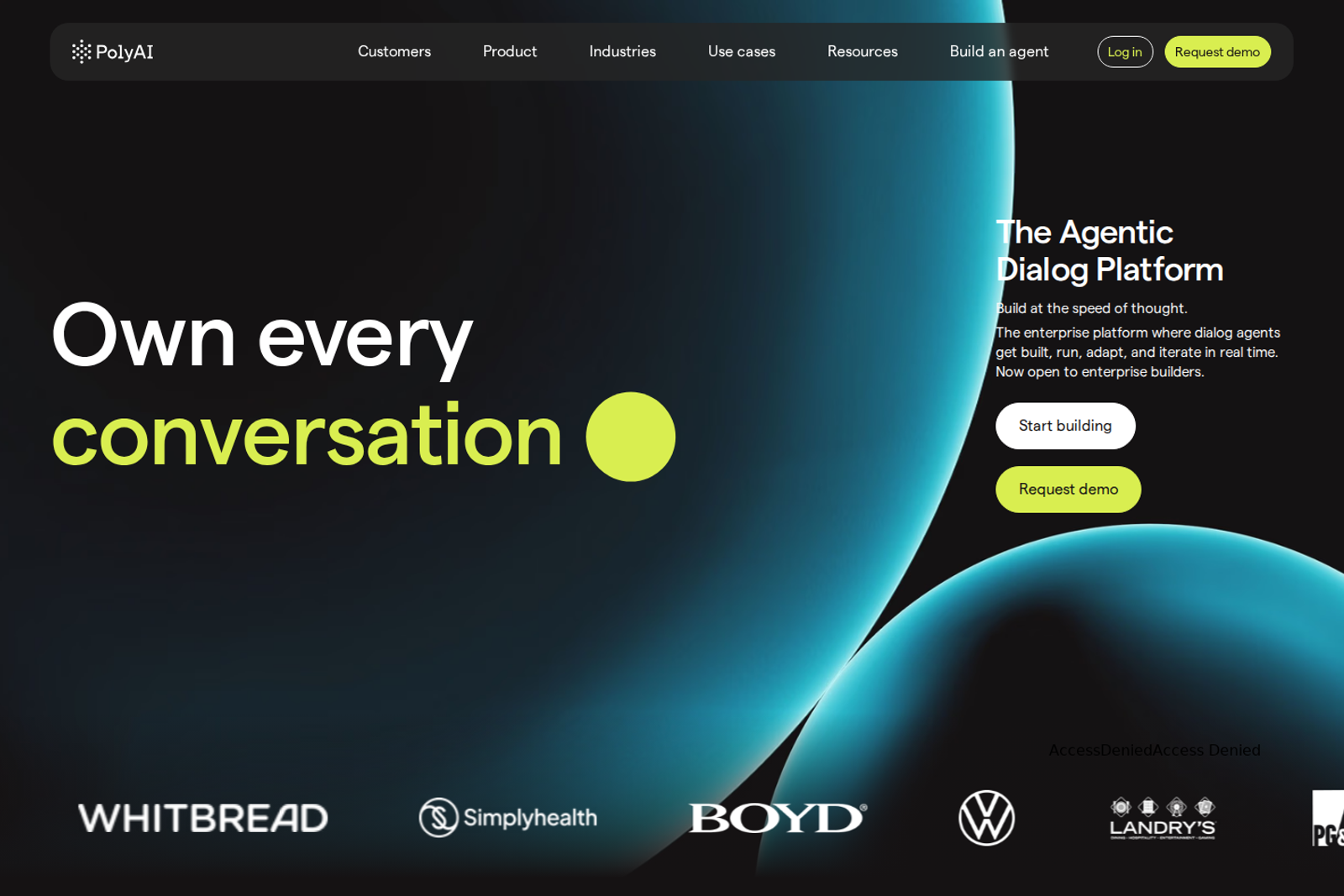 Screenshot of the PolyAI landing page