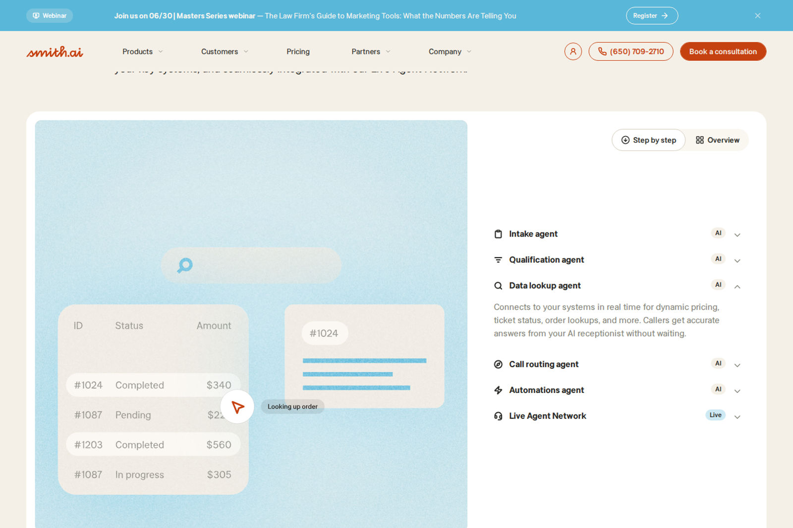 Screenshot of the Smith.ai landing page
