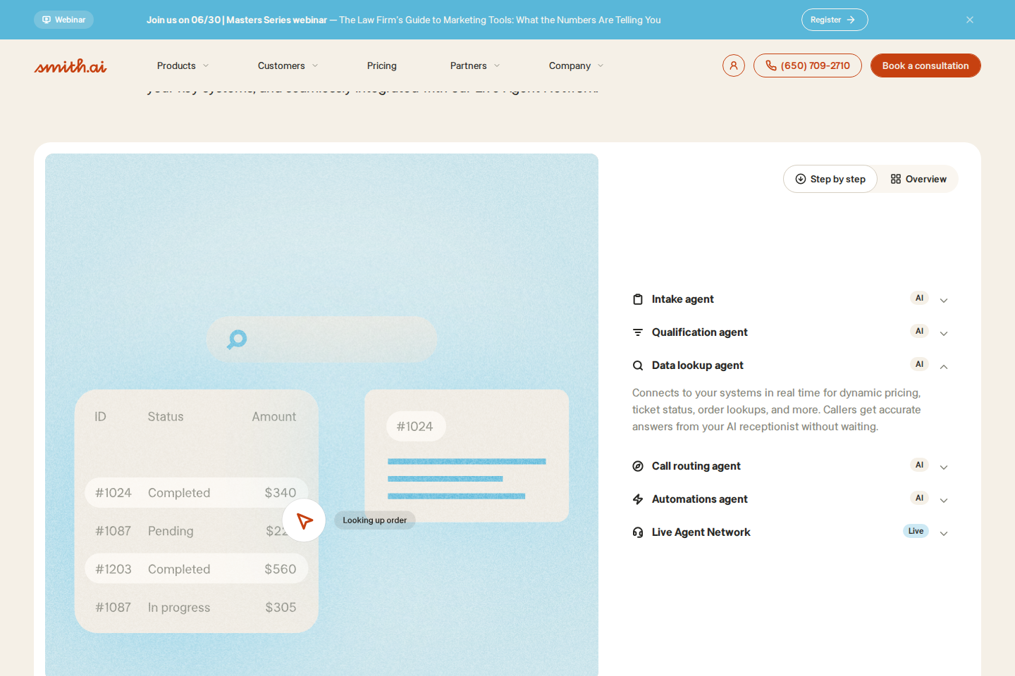 Screenshot of the Smith.ai landing page