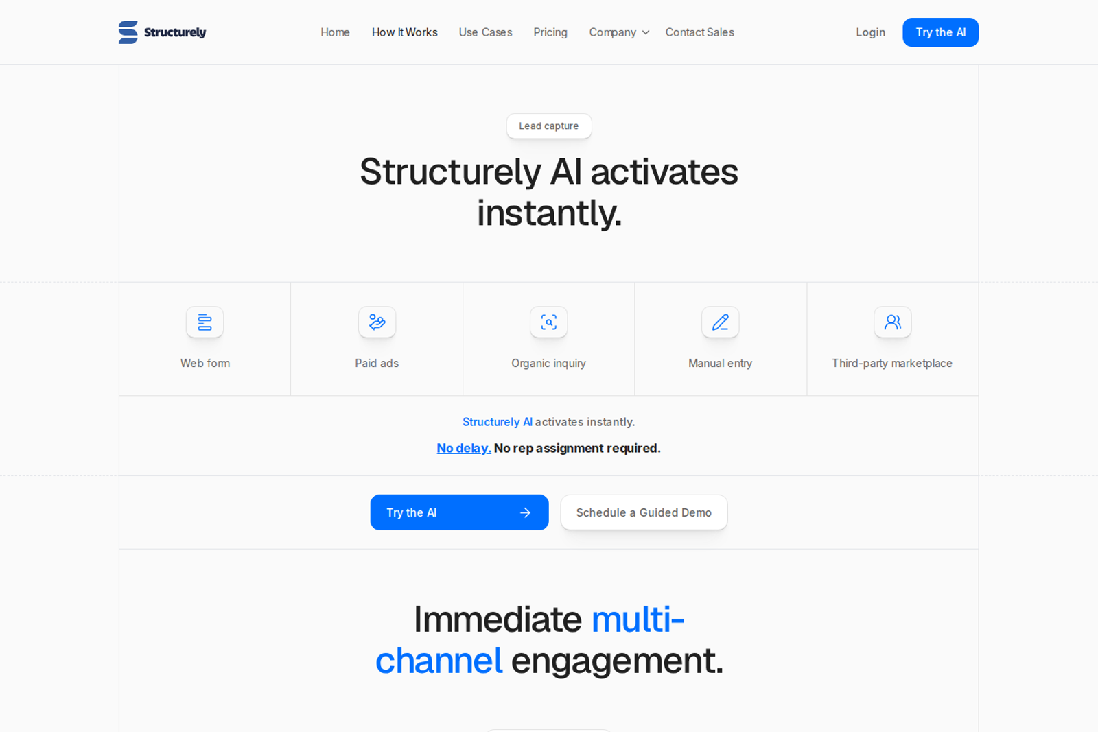 Screenshot of the Structurely AI lead engagement platform