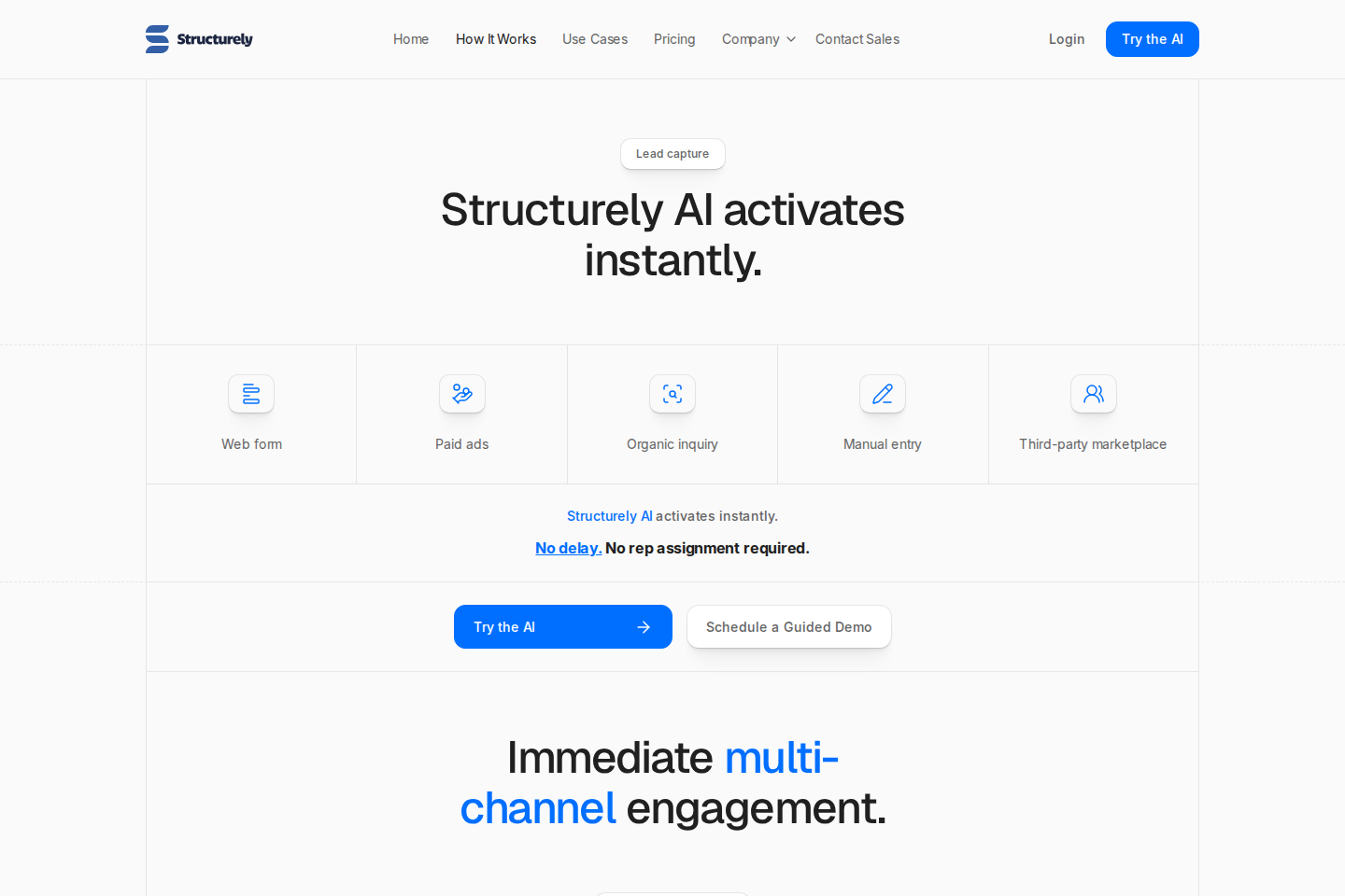 Screenshot of the Structurely AI lead engagement platform