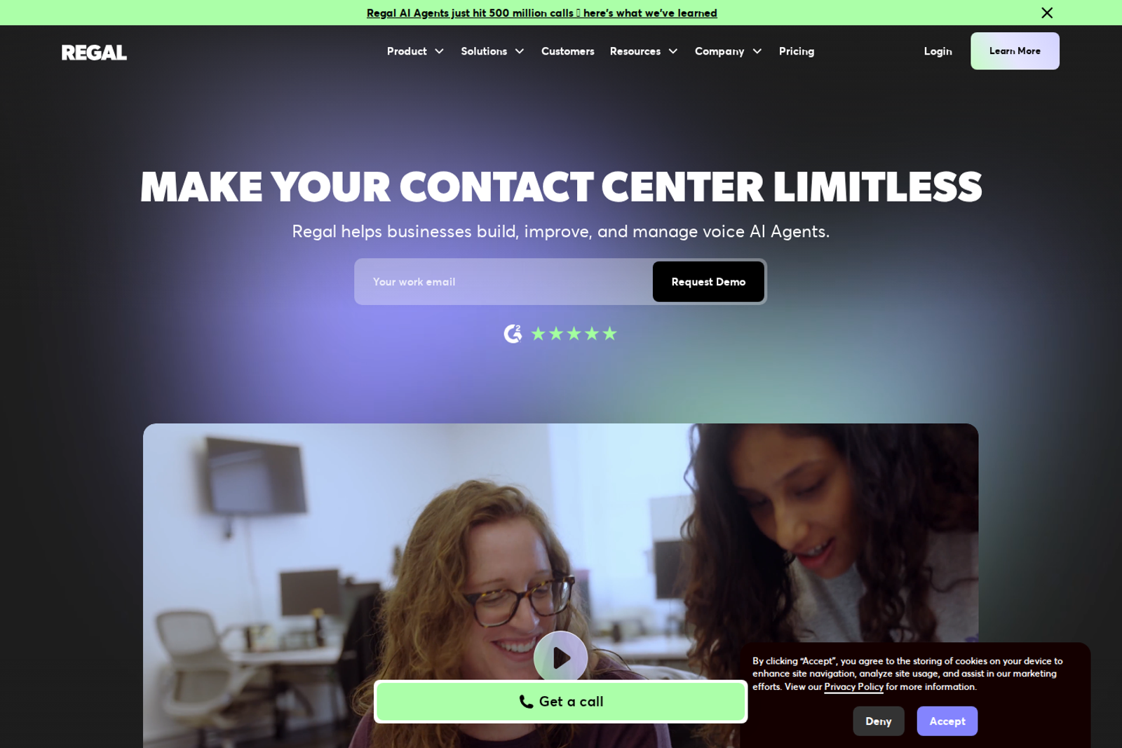 Screenshot of the Regal.ai landing page