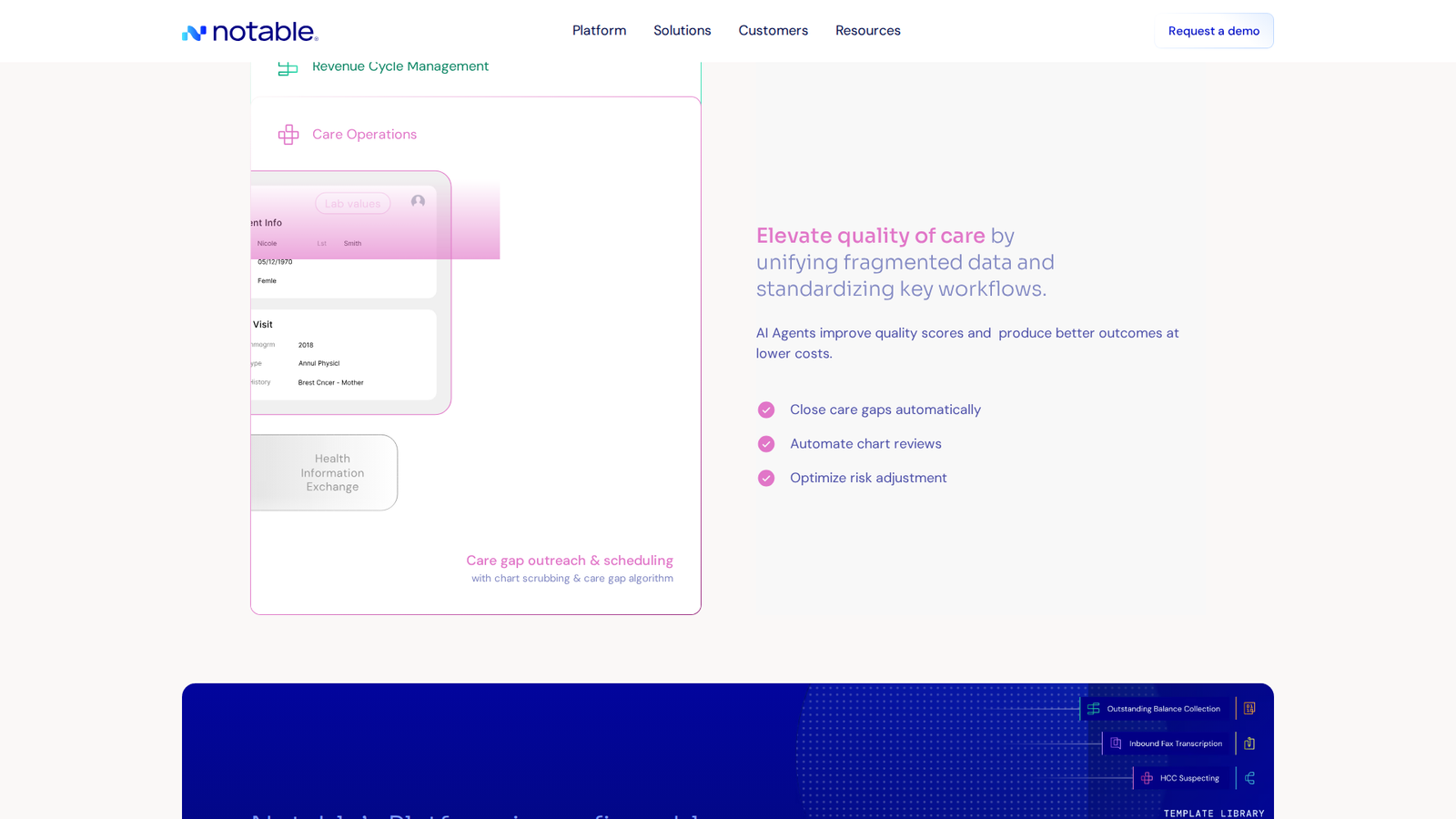 Notable website screenshot