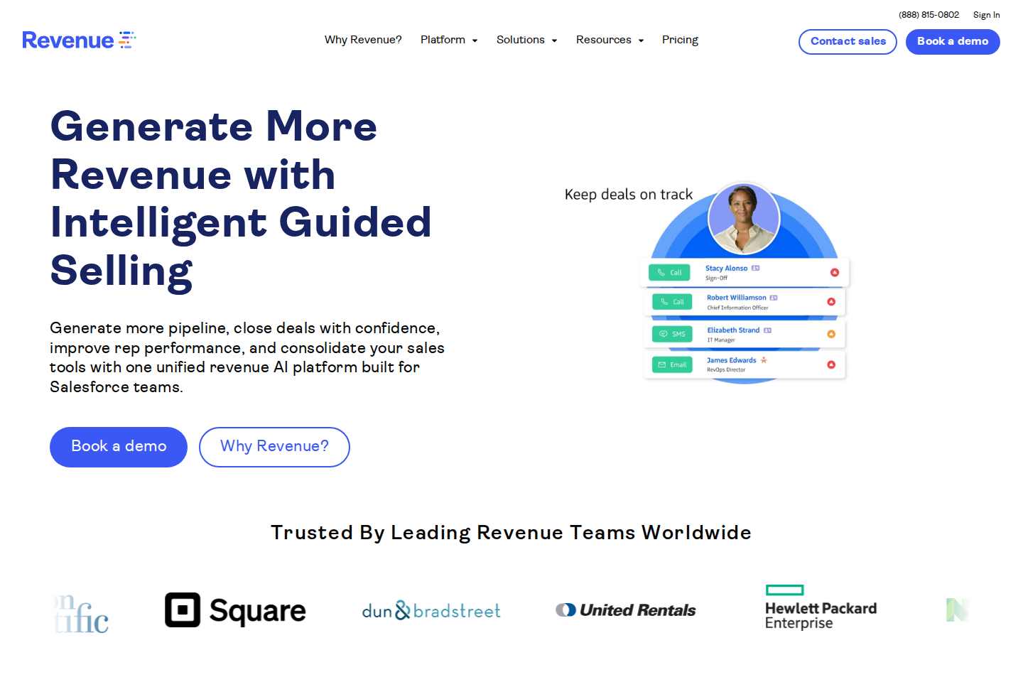 Screenshot of the Revenue.io website