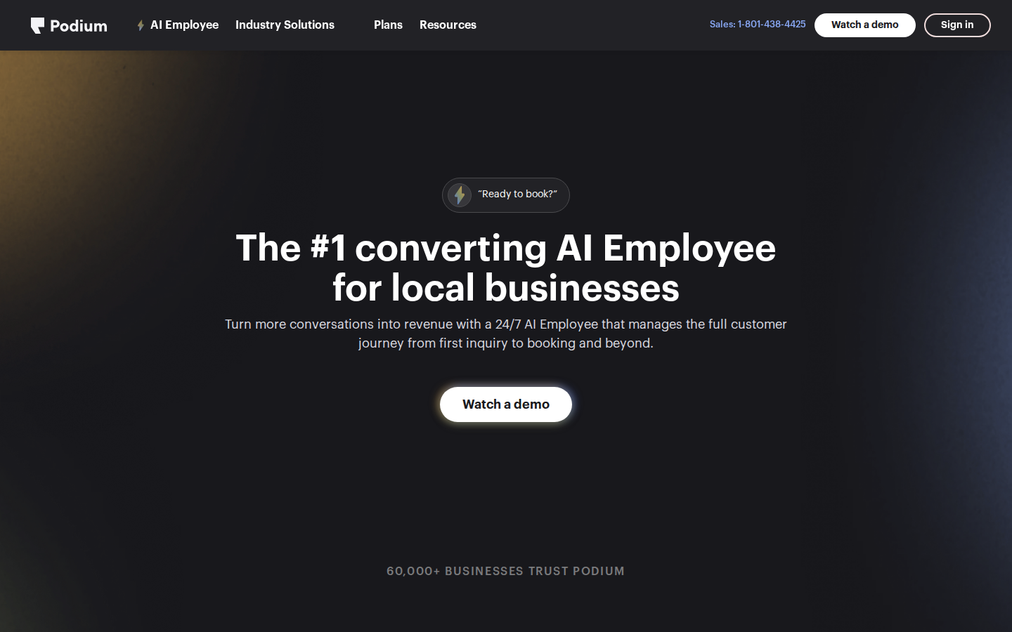 Screenshot of the Podium AI page