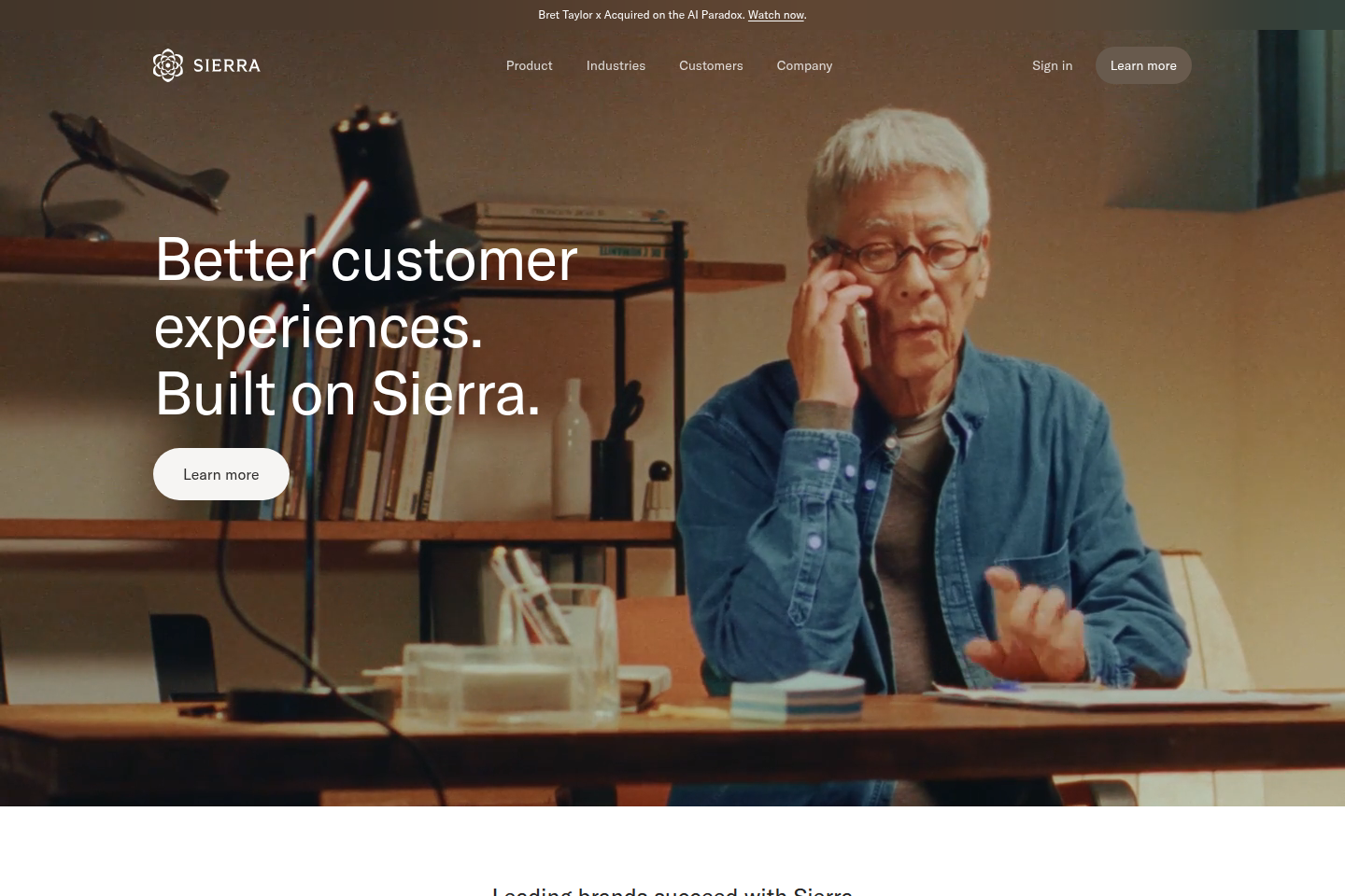 Screenshot of the Sierra.ai homepage