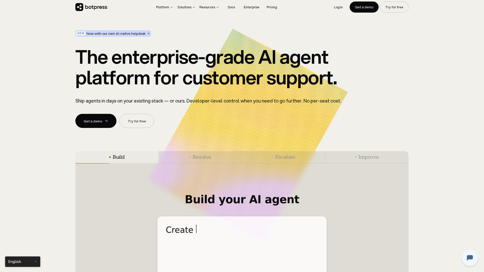 Botpress landing page screenshot