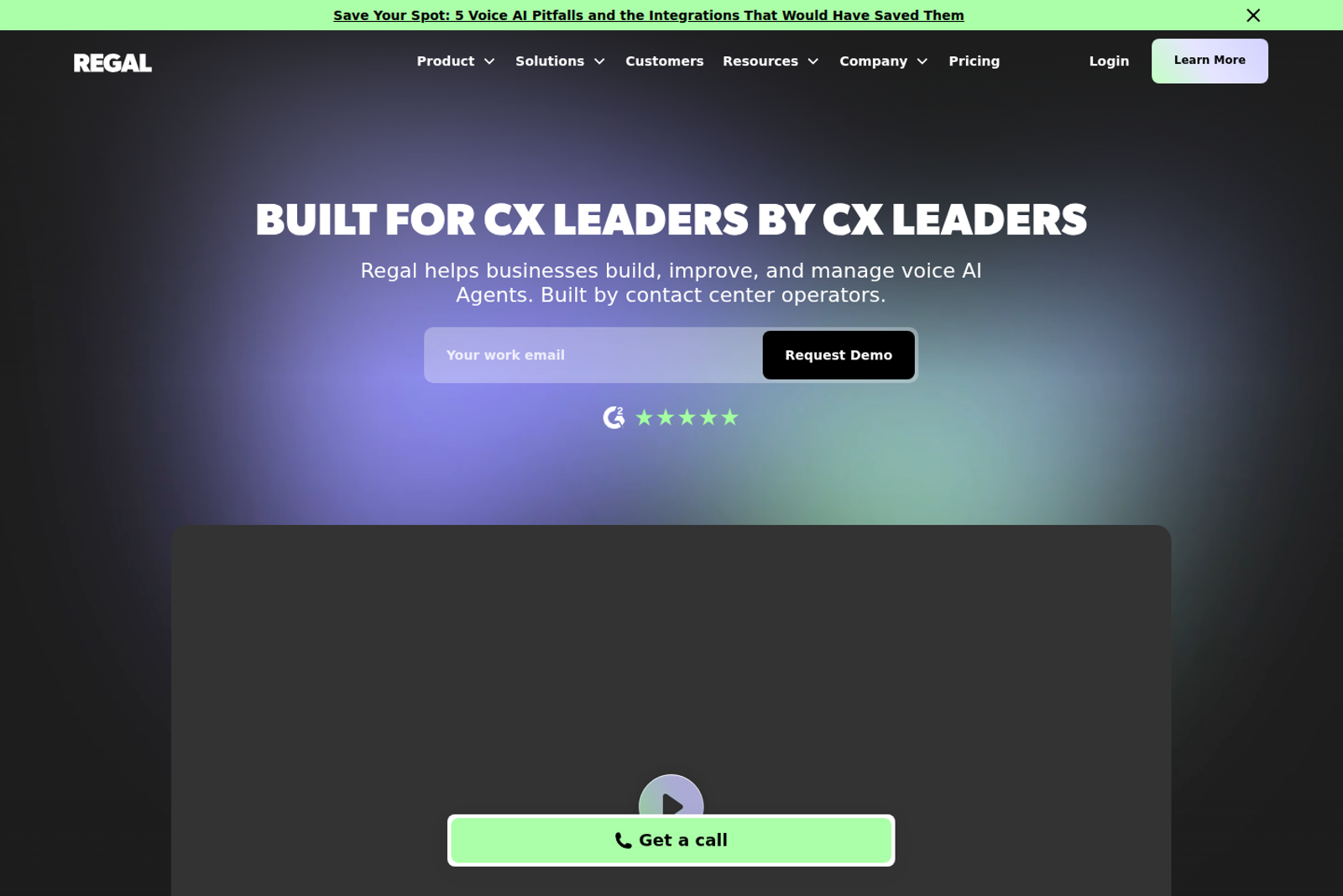 Screenshot of the Regal.io homepage