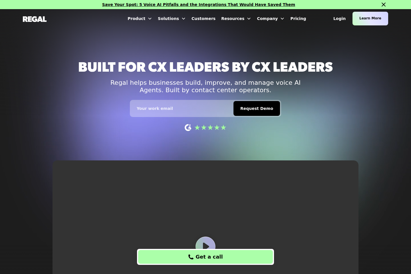 Screenshot of the Regal.io homepage