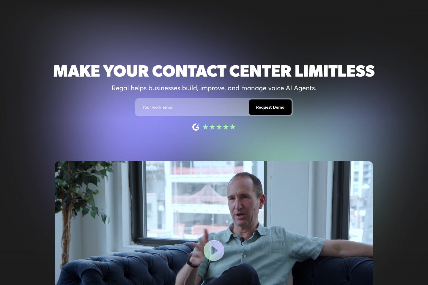 Screenshot of the Regal landing page