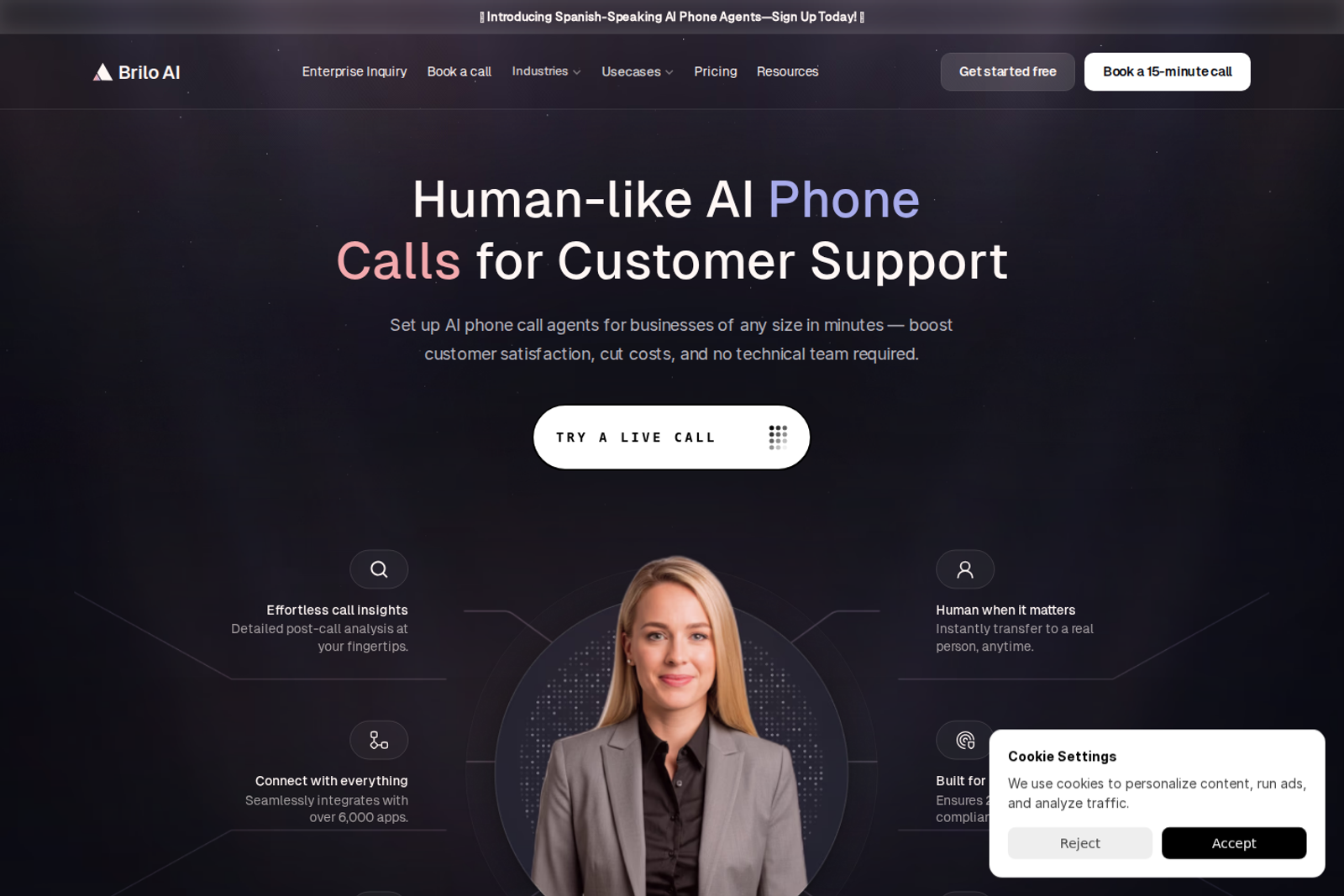 Screenshot of the Brilo AI landing page