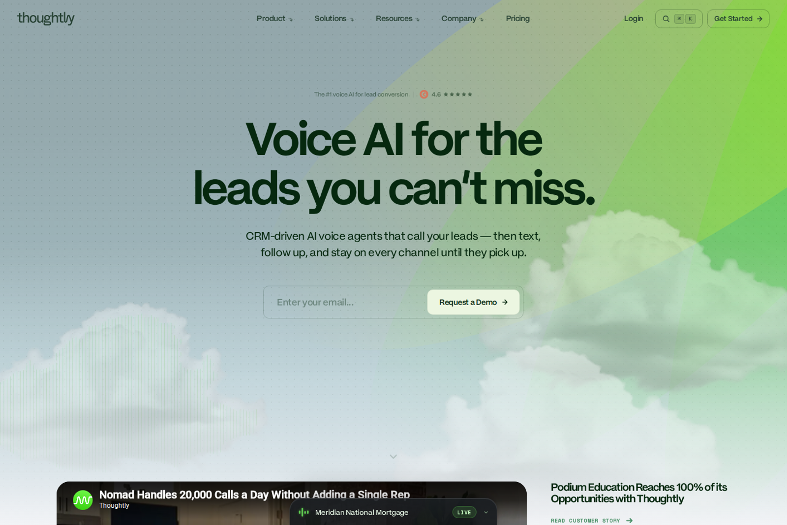Screenshot of the Thoughtly website