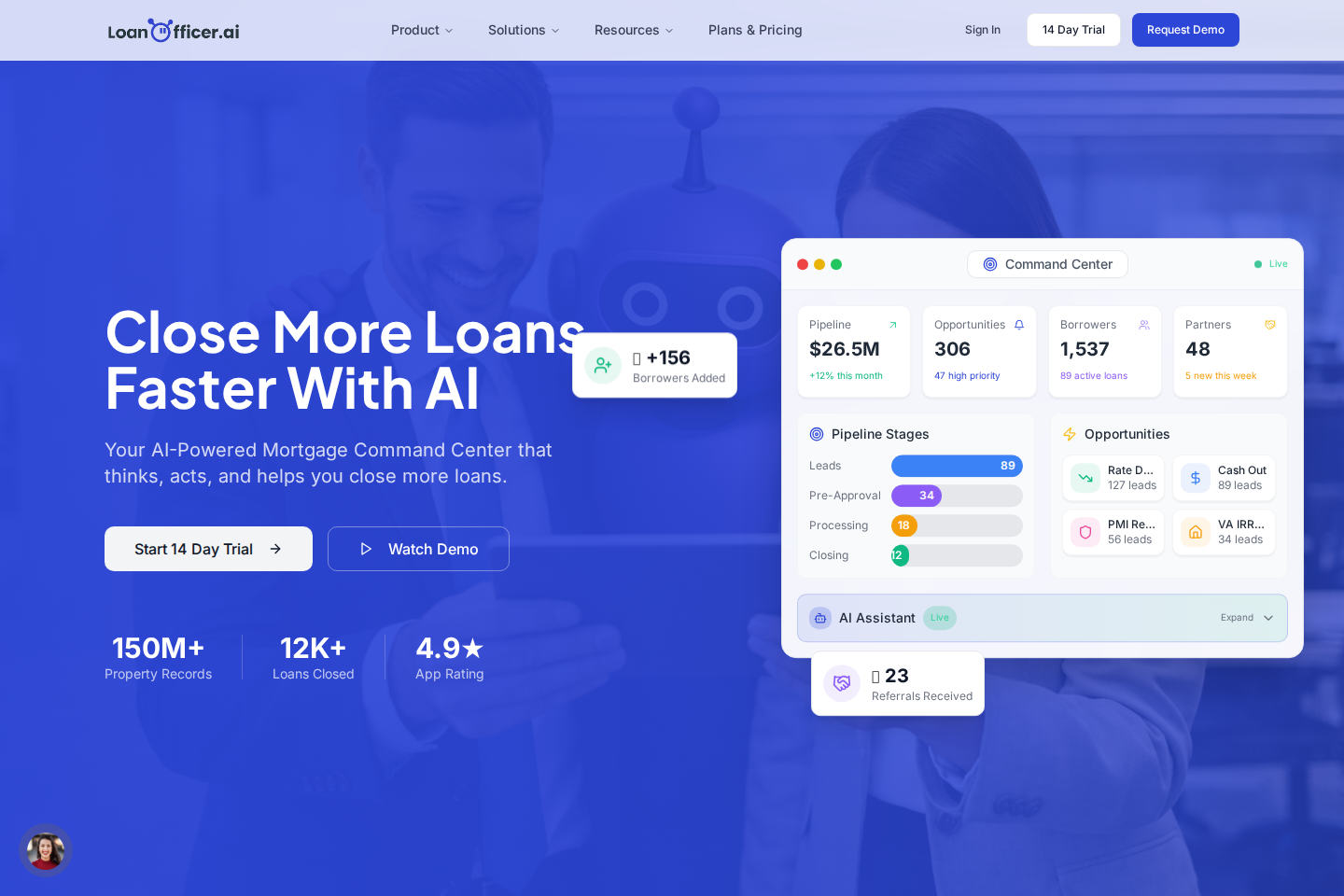 Screenshot of the LoanOfficer.ai homepage
