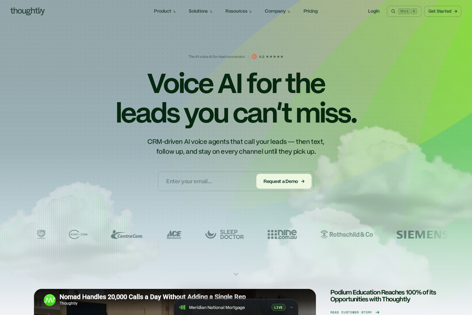 Screenshot of the Thoughtly website