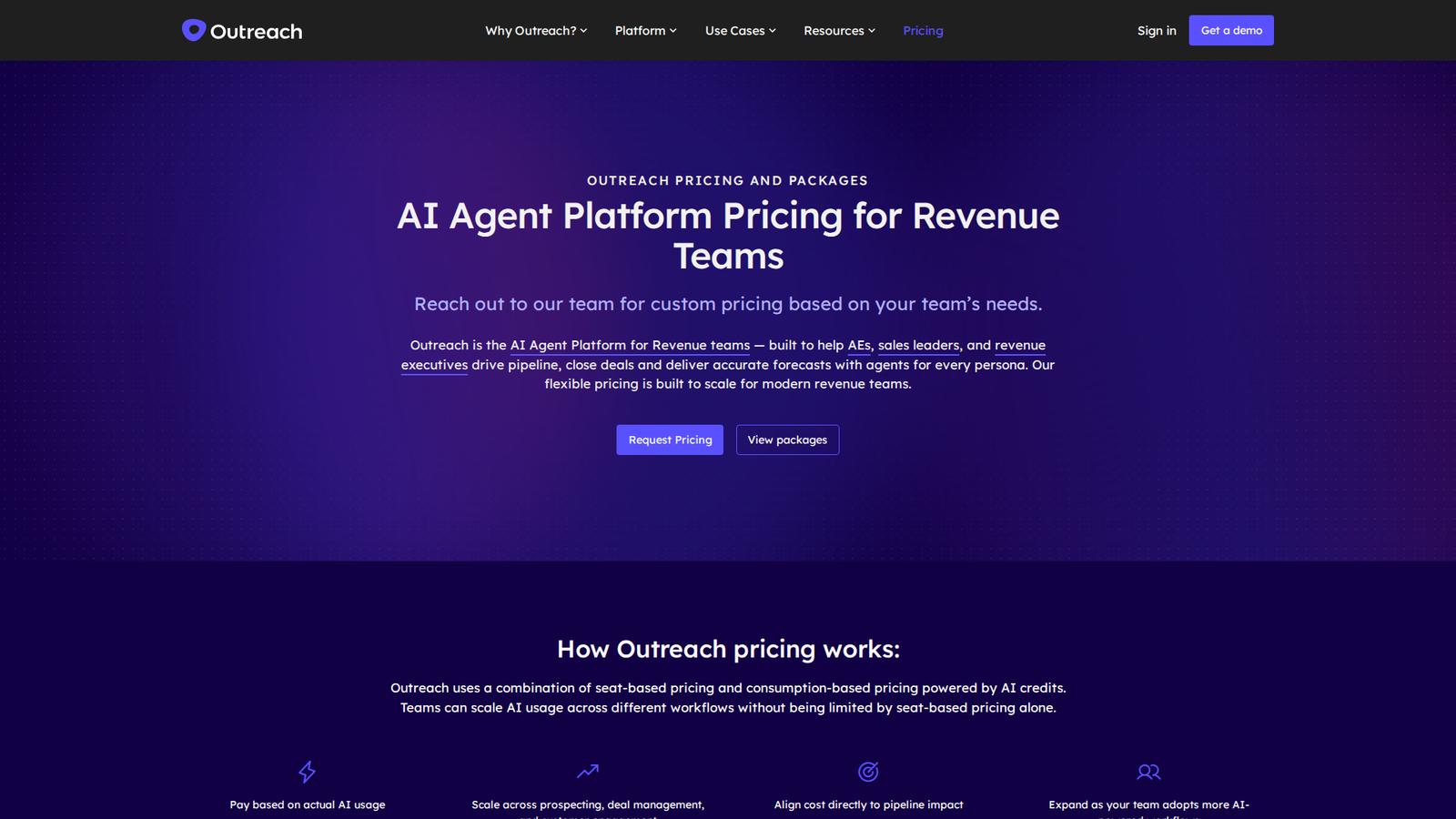Screenshot of the Outreach website