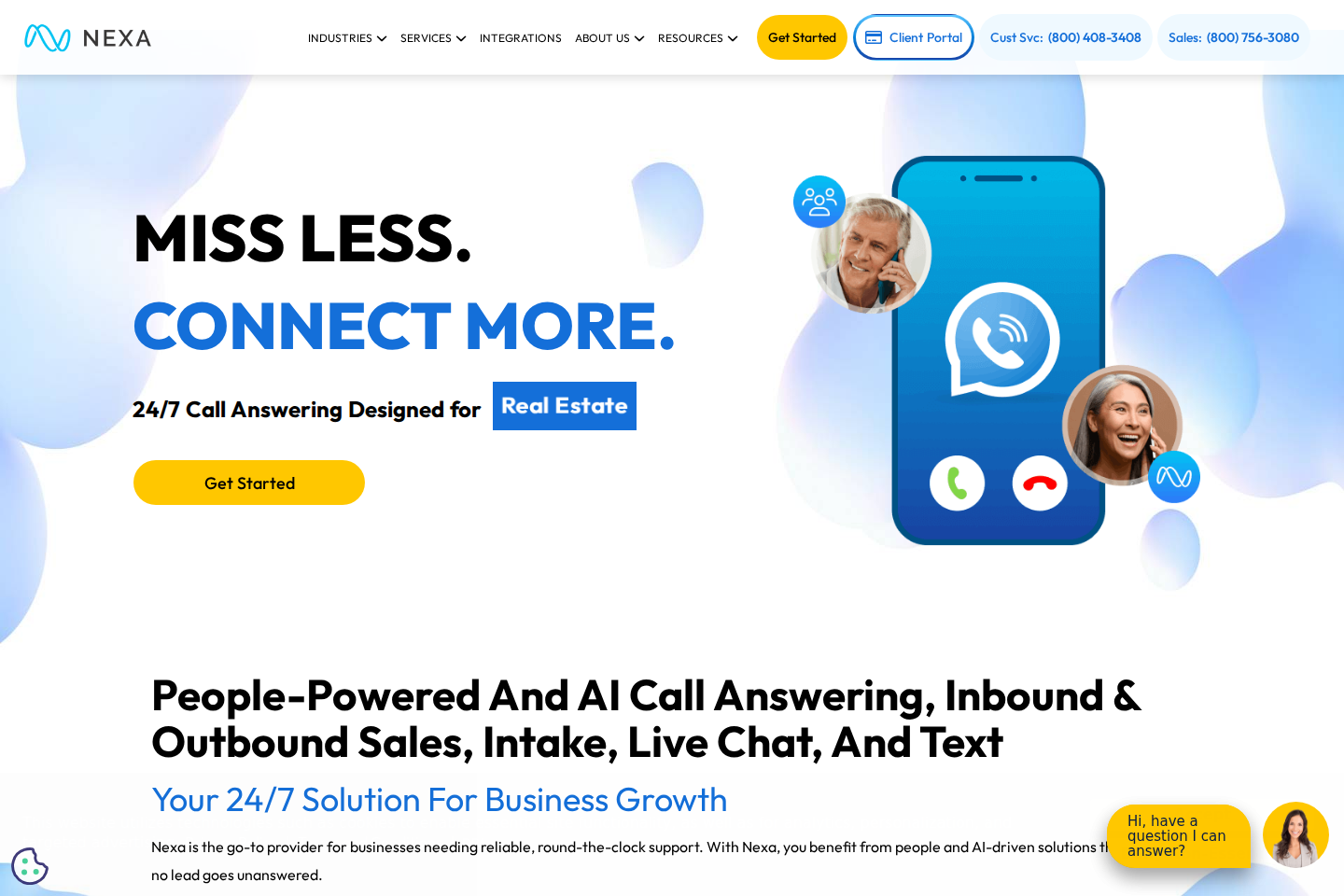 Screenshot of the Nexa website
