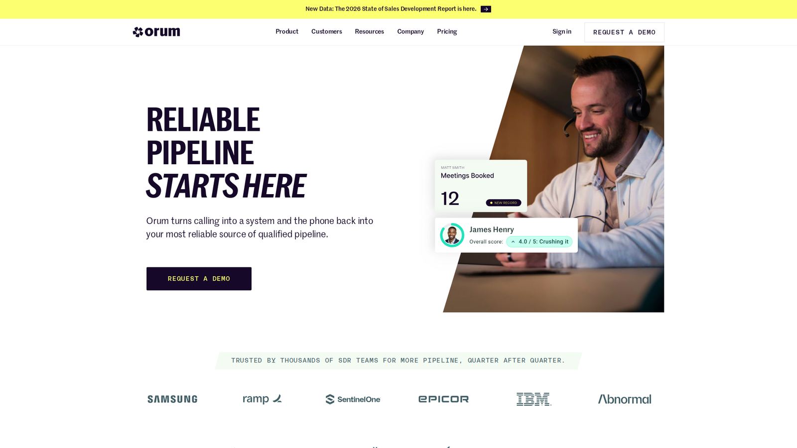 Screenshot of the Orum website