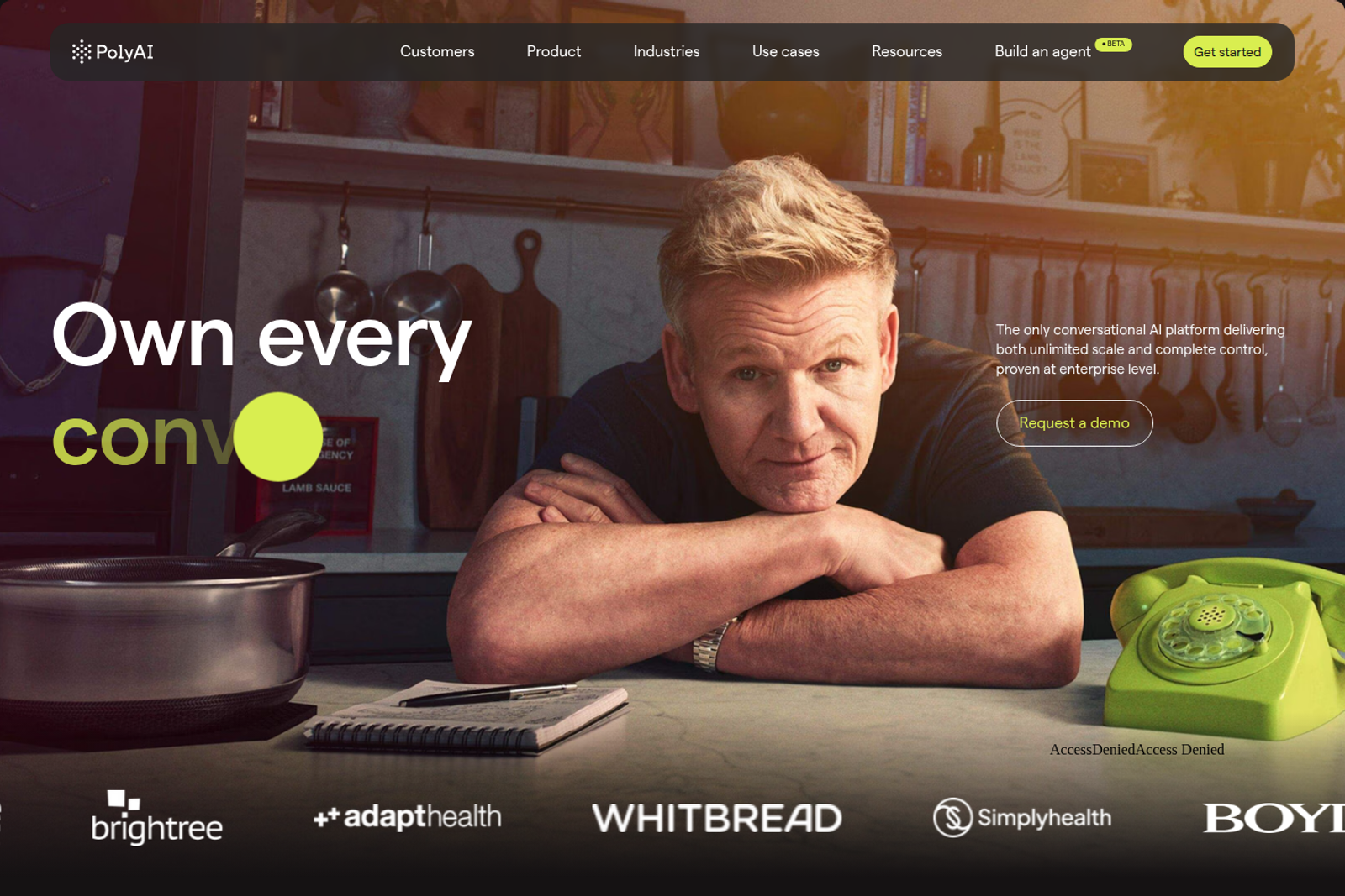 Screenshot of the PolyAI landing page