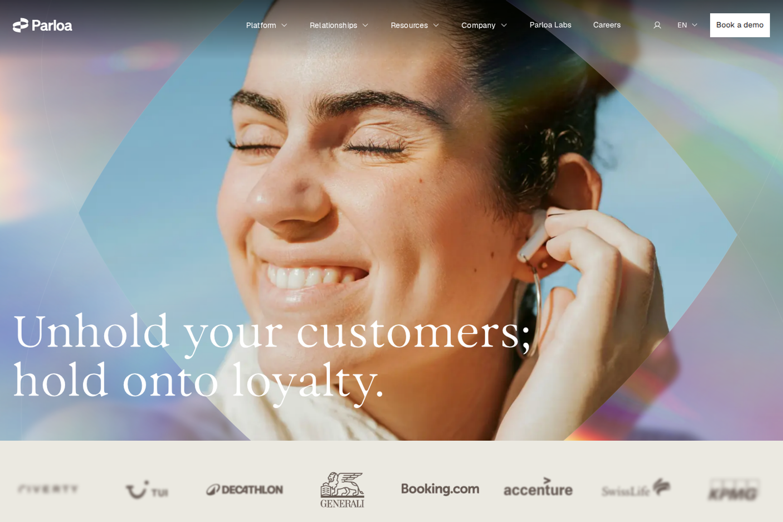 Screenshot of the Parloa homepage