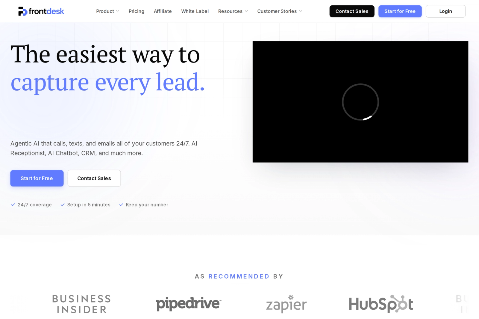Screenshot of the My AI Front Desk landing page