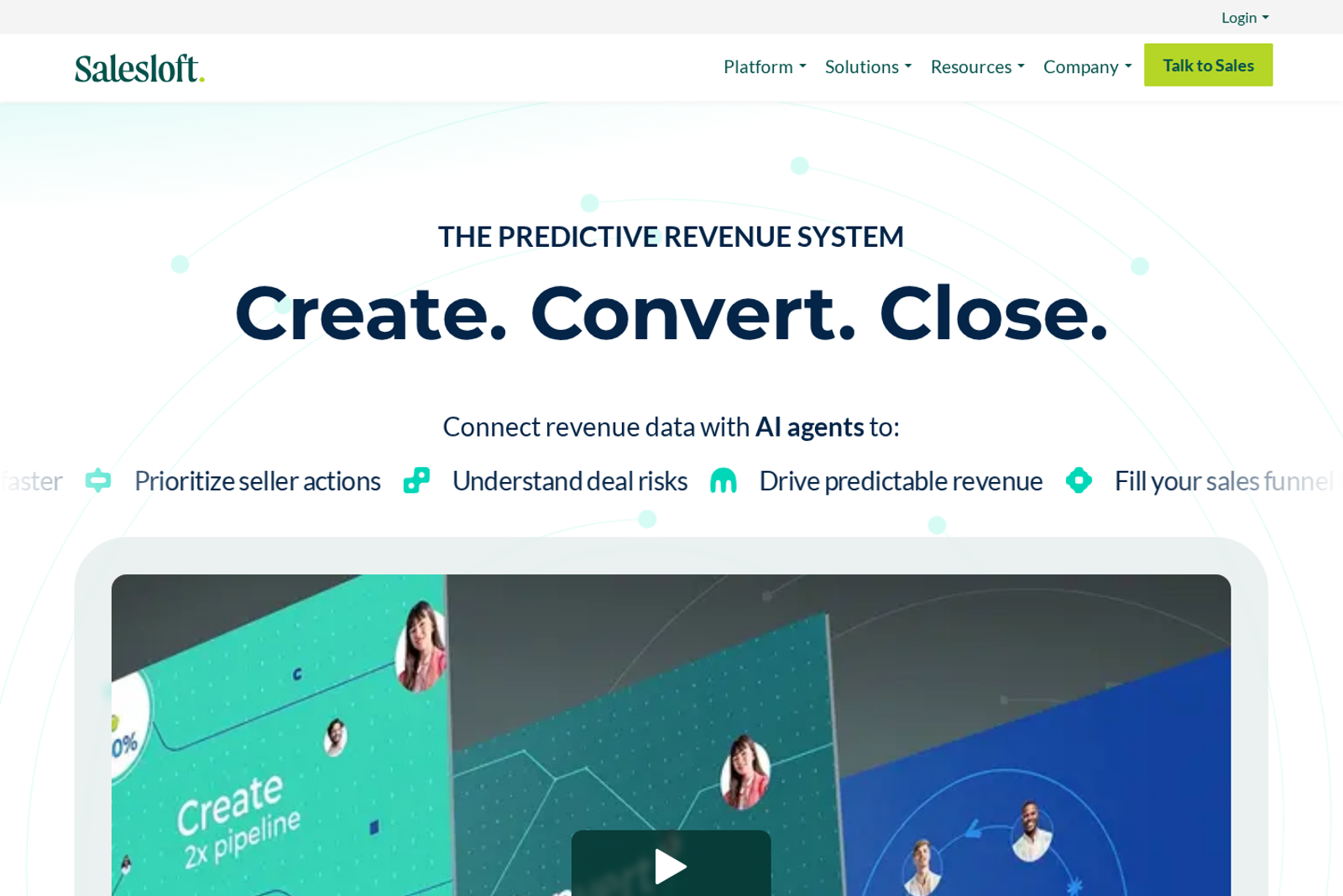 Screenshot of the Salesloft landing page