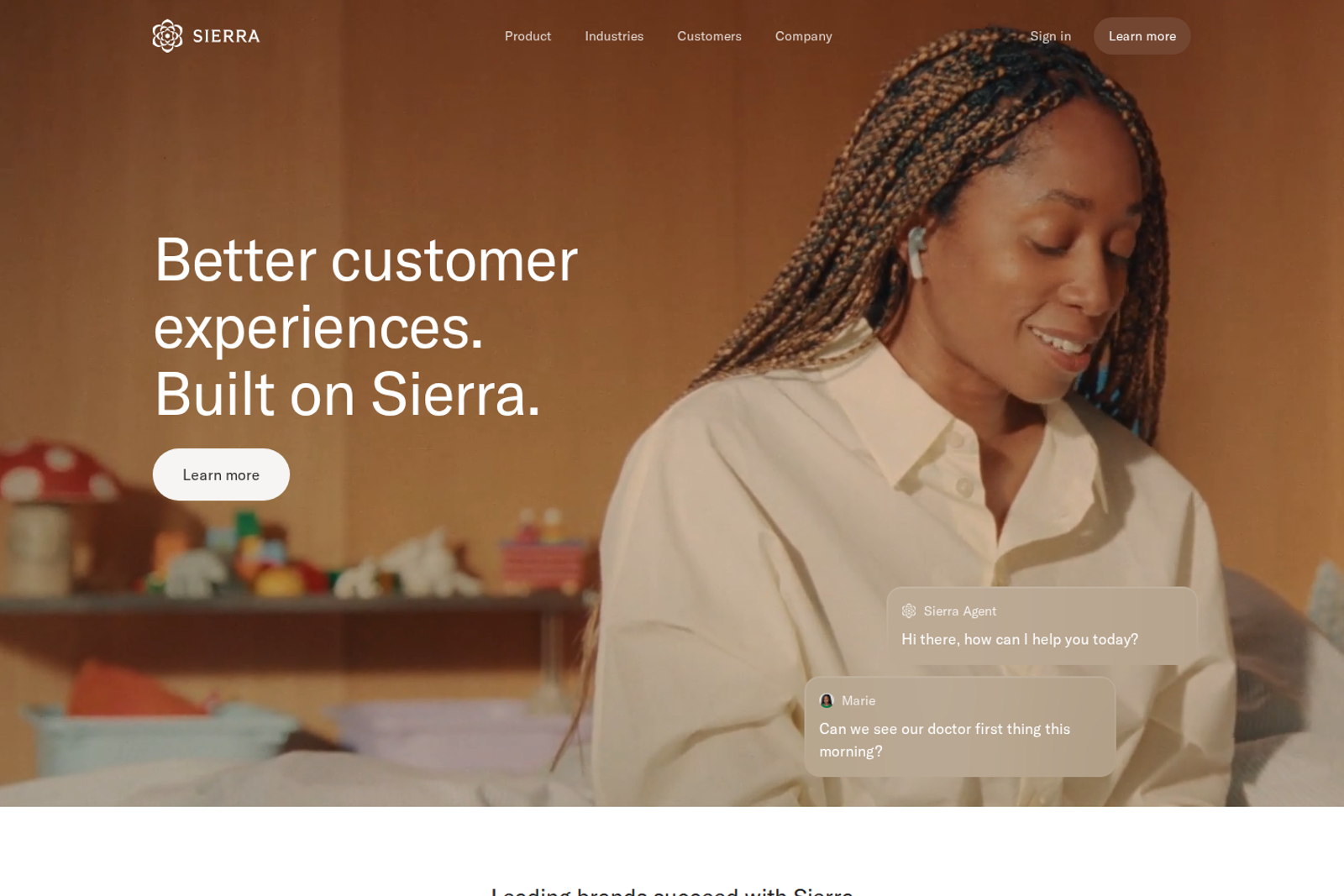 Screenshot of the Sierra landing page