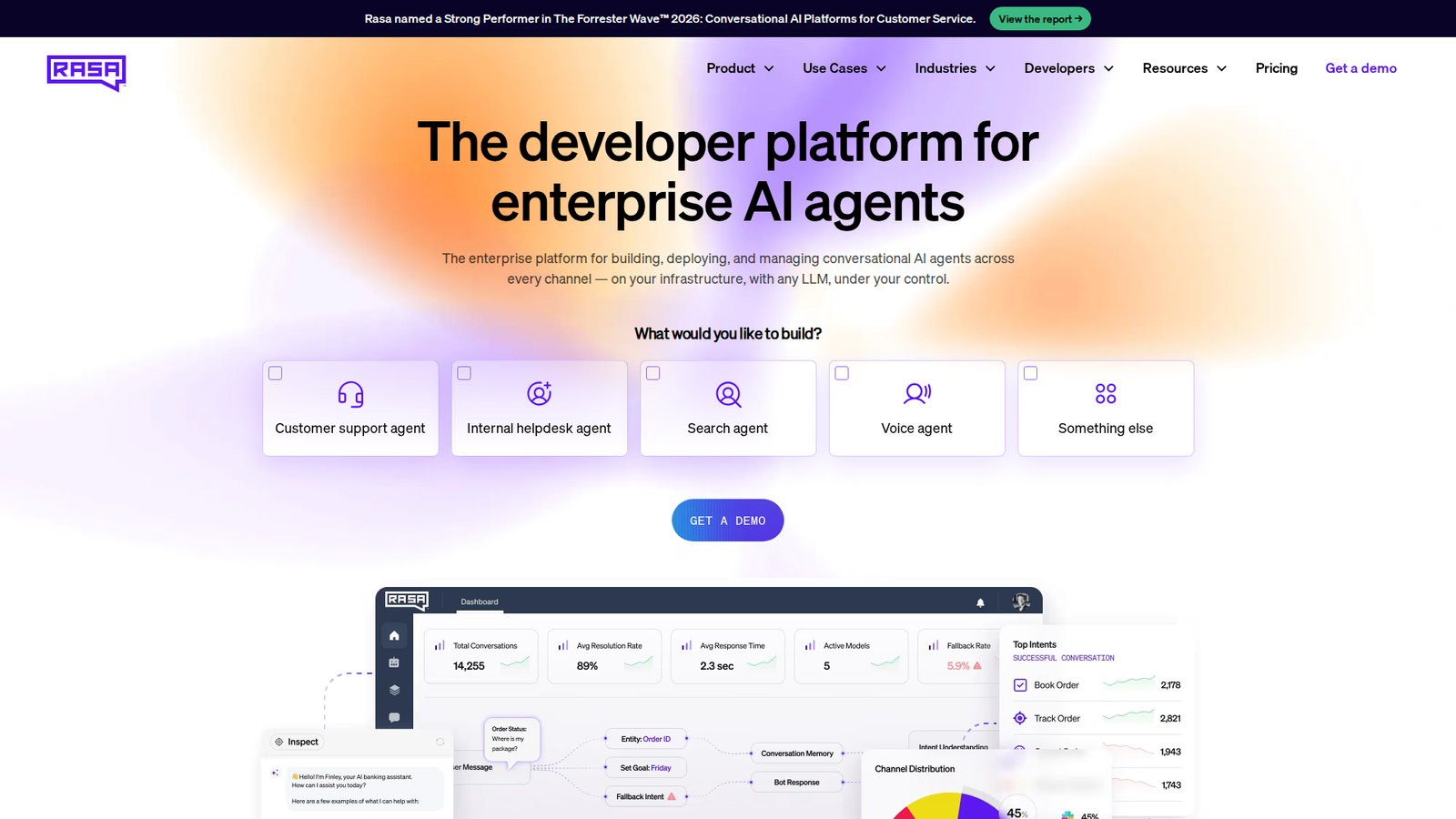 Screenshot of the Rasa website