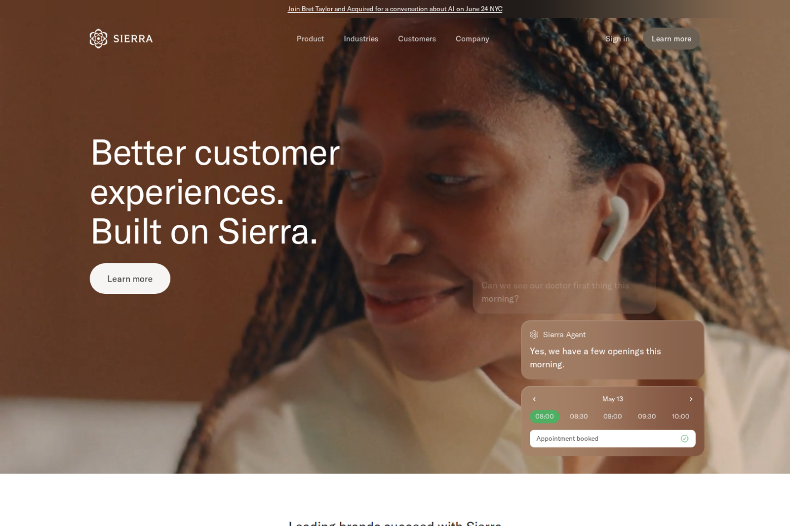 Screenshot of the Sierra homepage