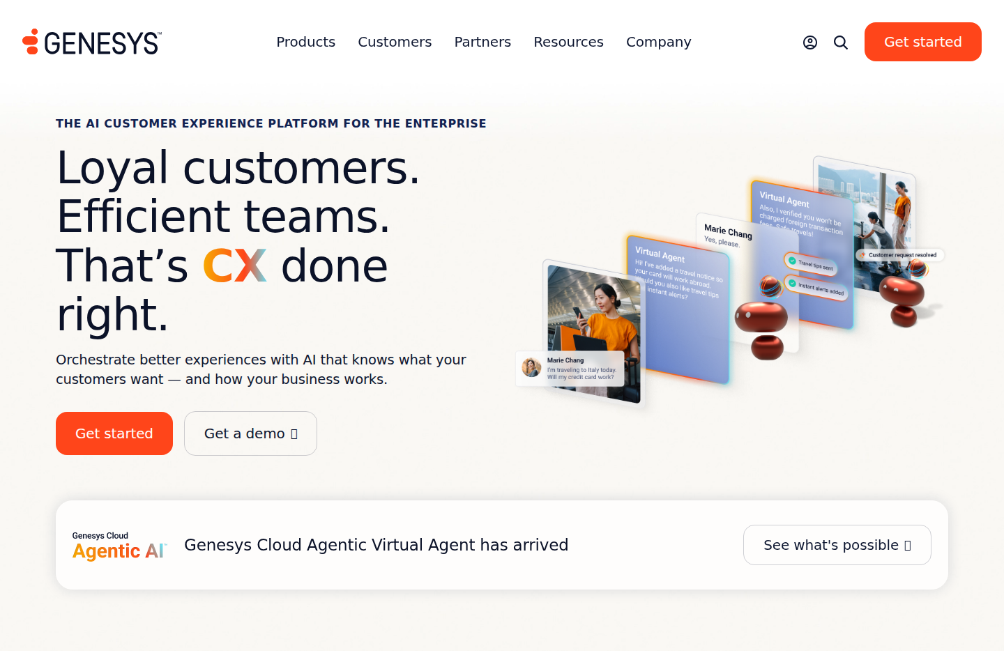 Screenshot of the Genesys homepage