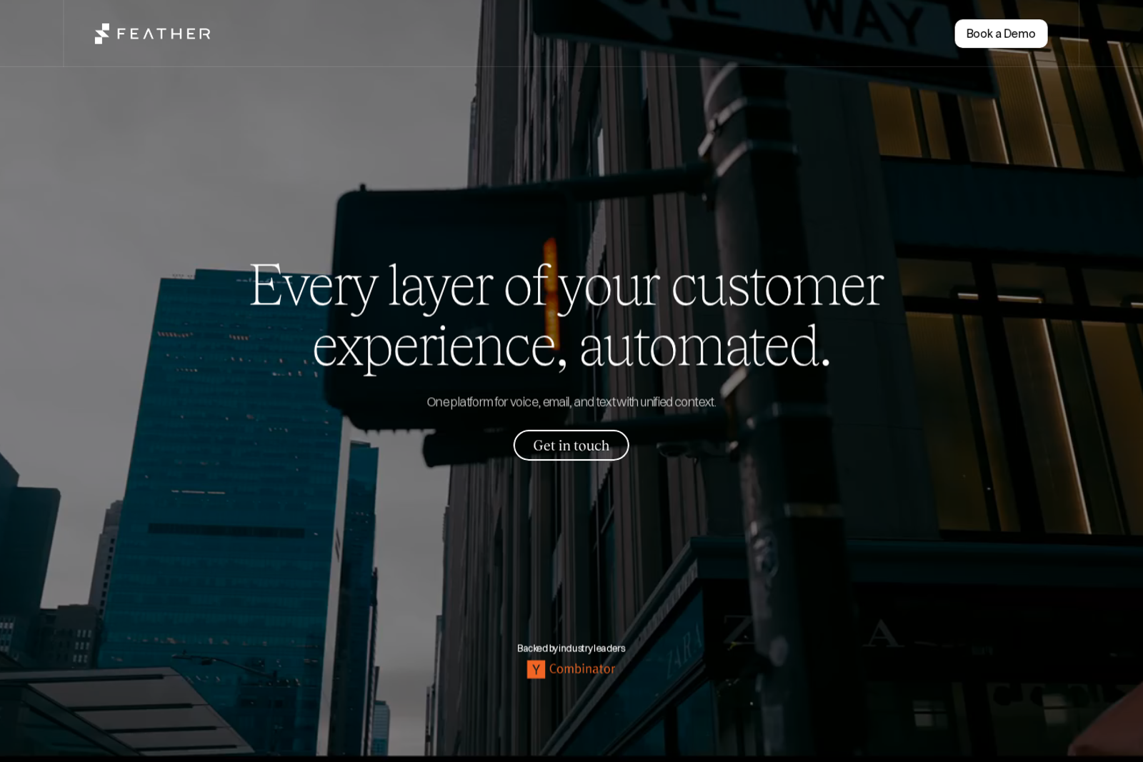 Screenshot of the Feather AI homepage