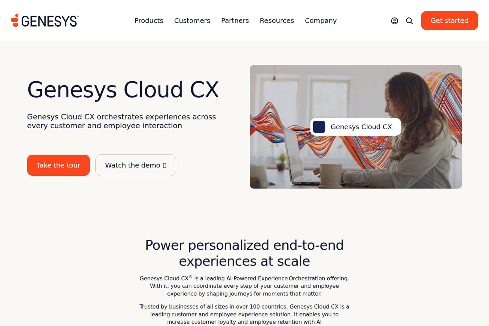 Screenshot of the Genesys Cloud CX page