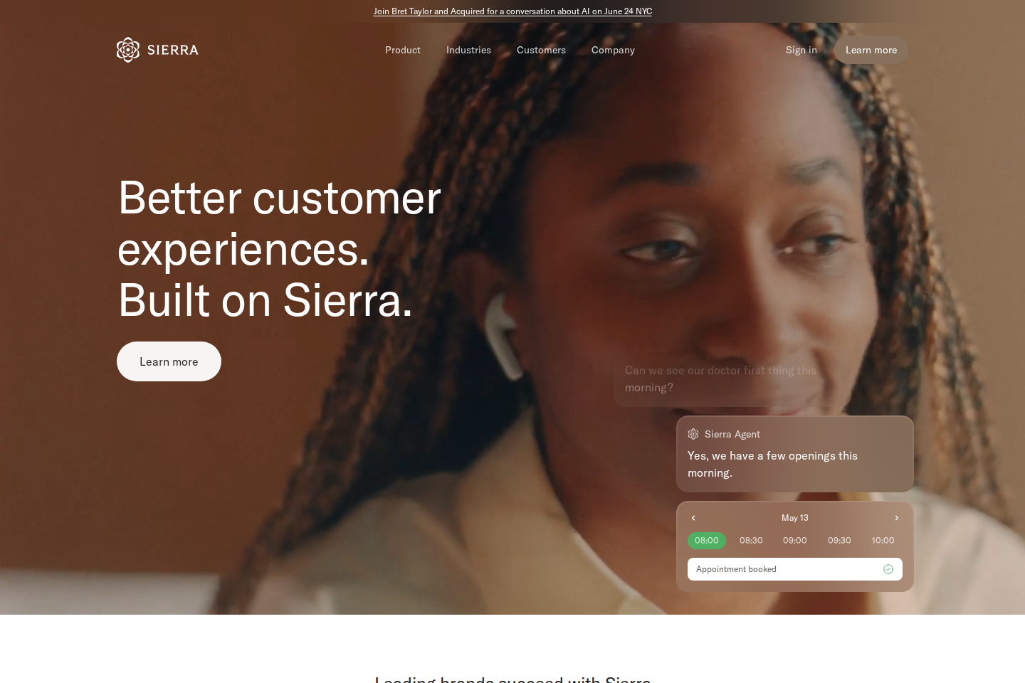 Screenshot of the Sierra website
