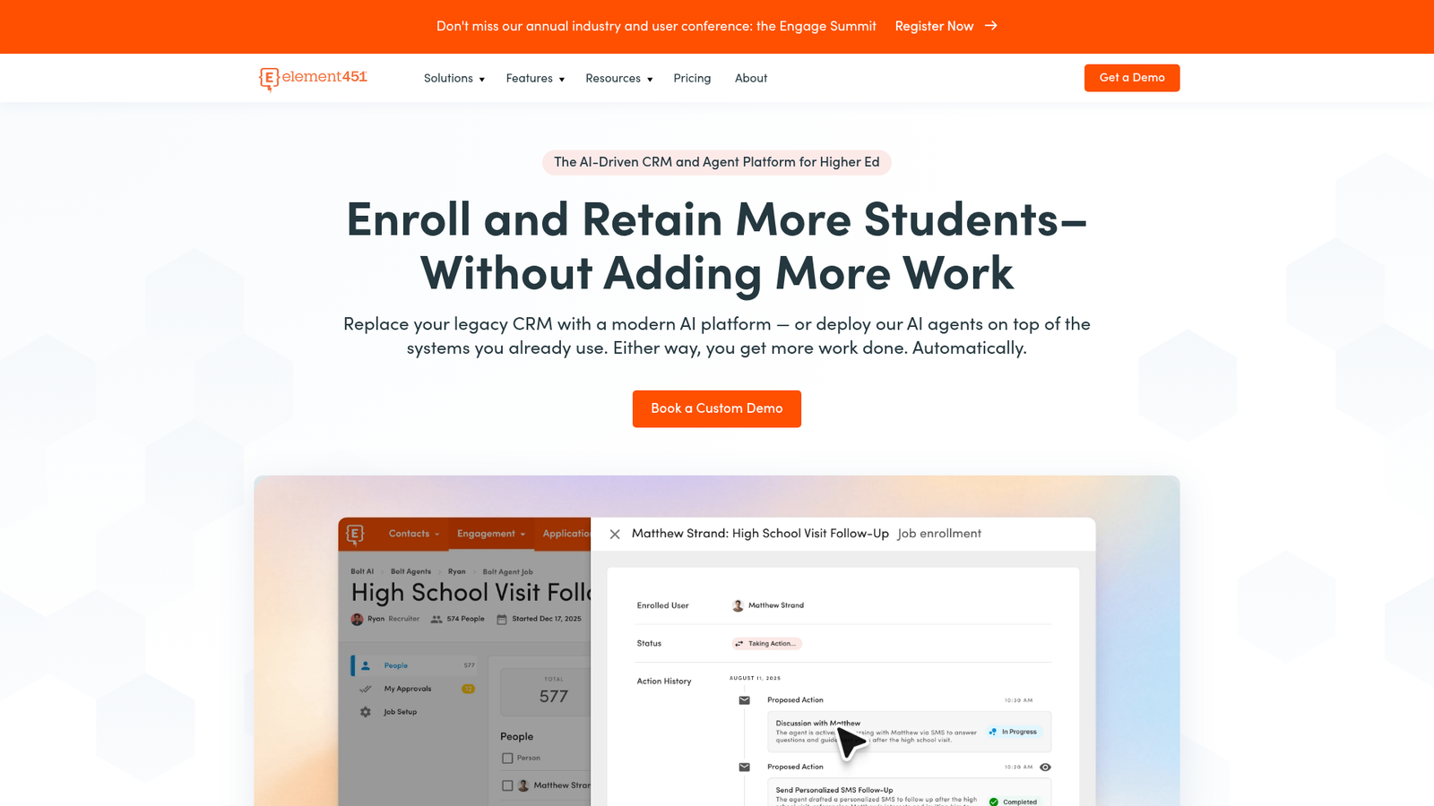 Screenshot of the Element451 homepage