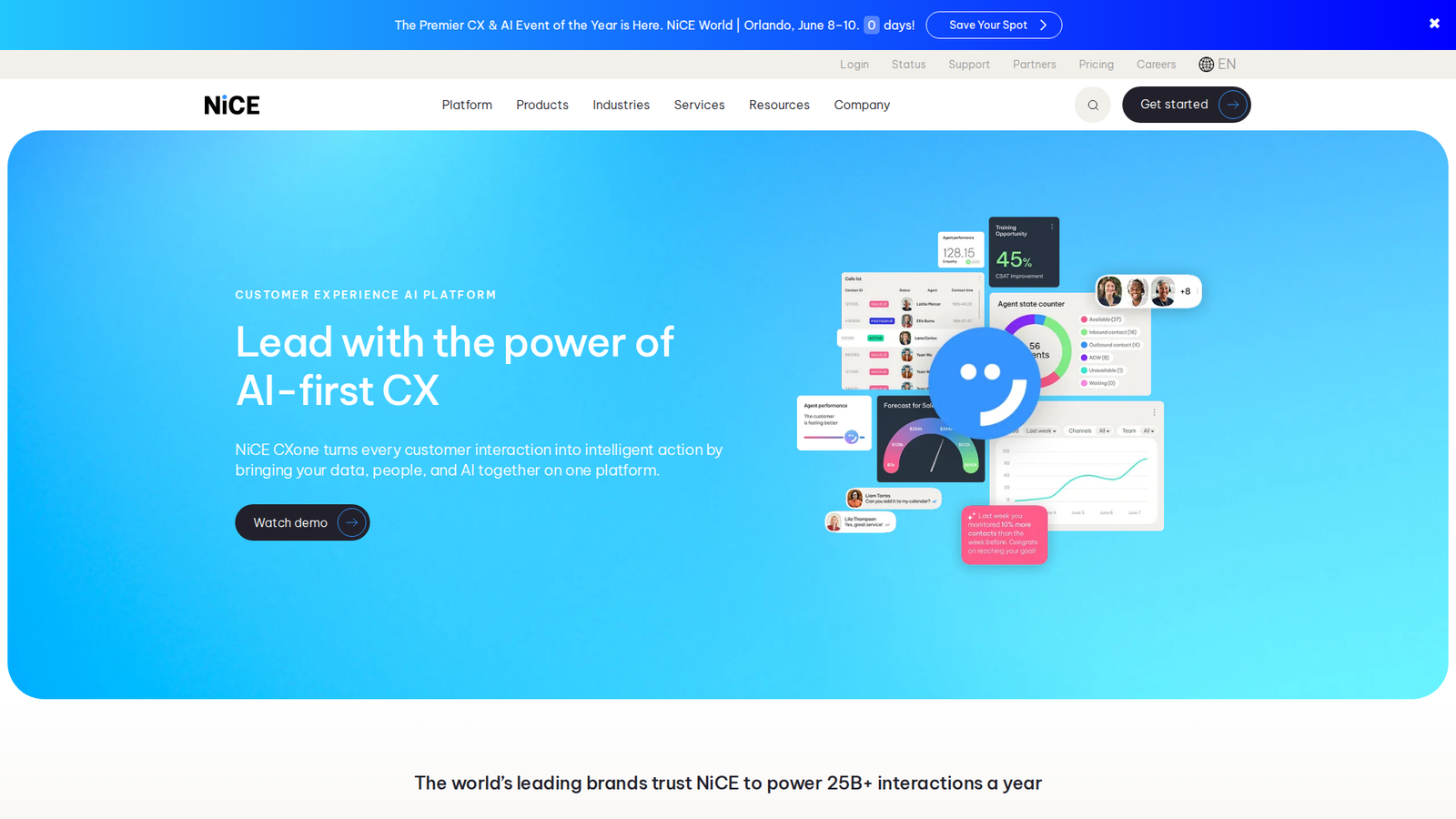 NICE CXone website screenshot