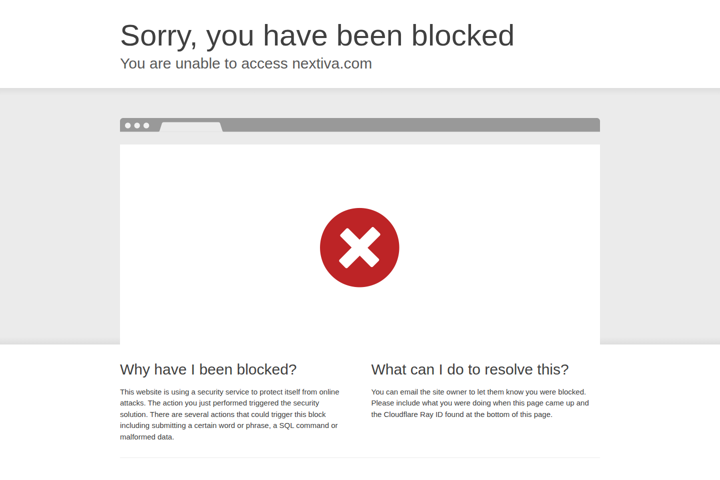Screenshot of the Nextiva landing page