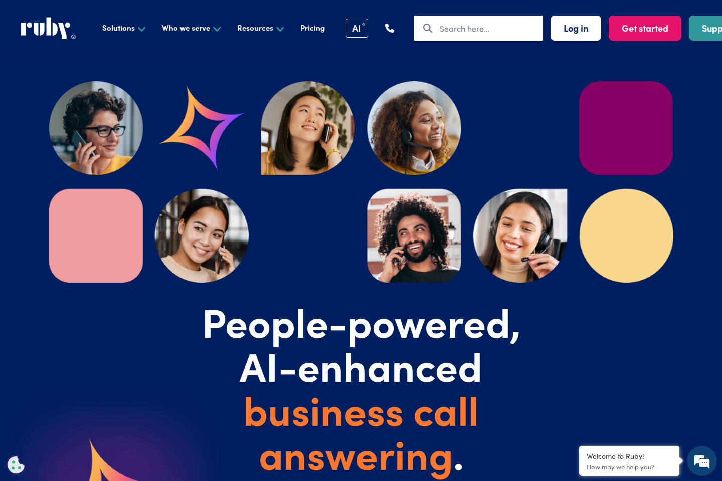 Screenshot of the Ruby Receptionists landing page