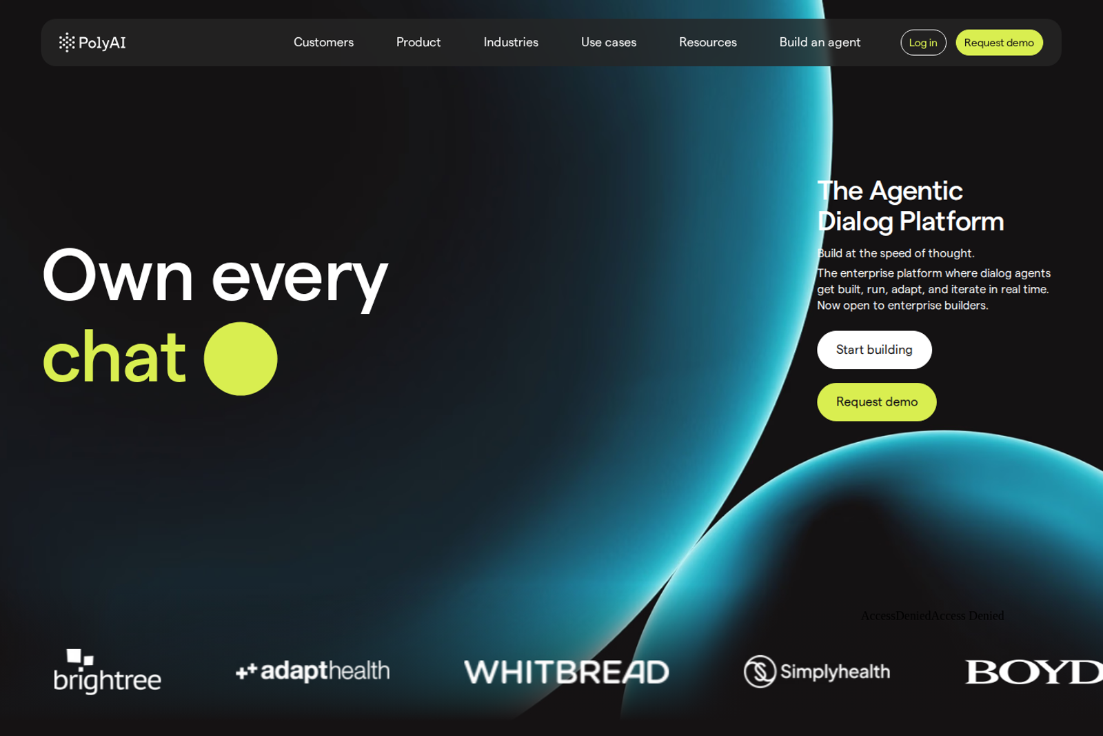 Screenshot of the PolyAI landing page